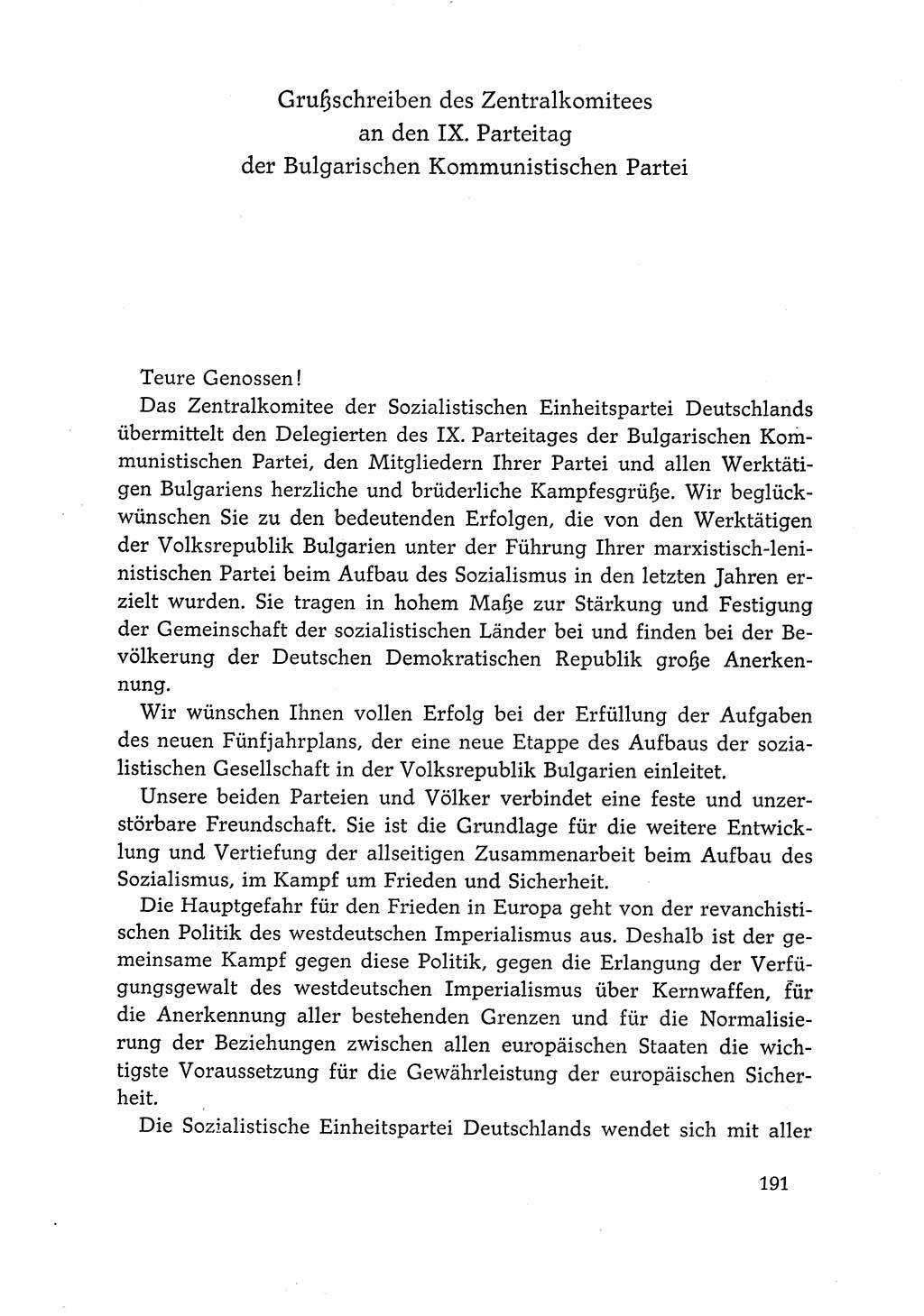 Dokumente der Sozialistischen Einheitspartei Deutschlands (SED) [Deutsche Demokratische Republik (DDR)] 1966-1967, Seite 191 (Dok. SED DDR 1966-1967, S. 191)