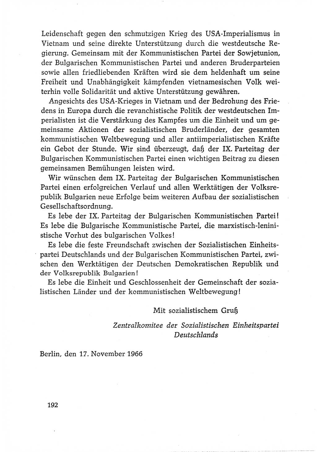 Dokumente der Sozialistischen Einheitspartei Deutschlands (SED) [Deutsche Demokratische Republik (DDR)] 1966-1967, Seite 192 (Dok. SED DDR 1966-1967, S. 192)