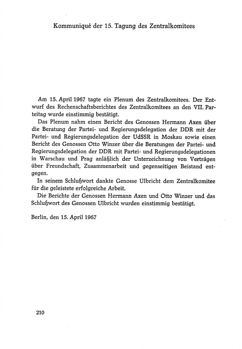 Dokumente der Sozialistischen Einheitspartei Deutschlands (SED) [Deutsche Demokratische Republik (DDR)] 1966-1967, Seite 210 (Dok. SED DDR 1966-1967, S. 210)