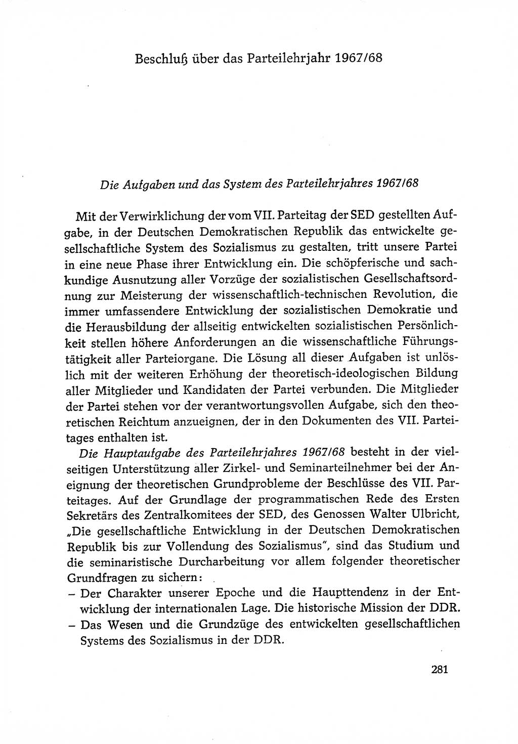 Dokumente der Sozialistischen Einheitspartei Deutschlands (SED) [Deutsche Demokratische Republik (DDR)] 1966-1967, Seite 281 (Dok. SED DDR 1966-1967, S. 281)