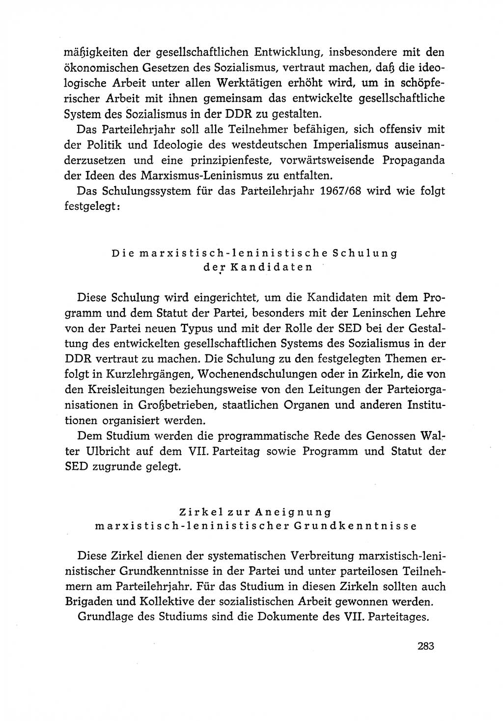 Dokumente der Sozialistischen Einheitspartei Deutschlands (SED) [Deutsche Demokratische Republik (DDR)] 1966-1967, Seite 283 (Dok. SED DDR 1966-1967, S. 283)