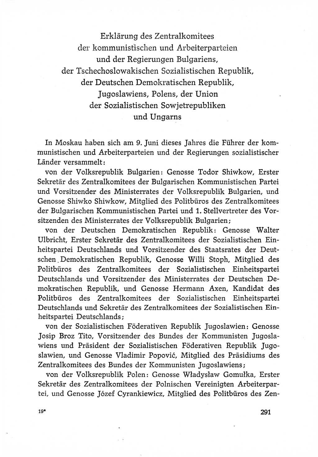 Dokumente der Sozialistischen Einheitspartei Deutschlands (SED) [Deutsche Demokratische Republik (DDR)] 1966-1967, Seite 291 (Dok. SED DDR 1966-1967, S. 291)