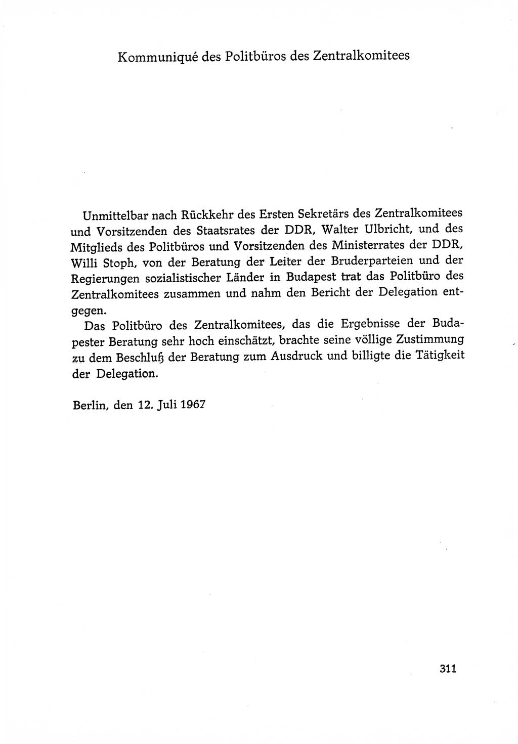 Dokumente der Sozialistischen Einheitspartei Deutschlands (SED) [Deutsche Demokratische Republik (DDR)] 1966-1967, Seite 311 (Dok. SED DDR 1966-1967, S. 311)