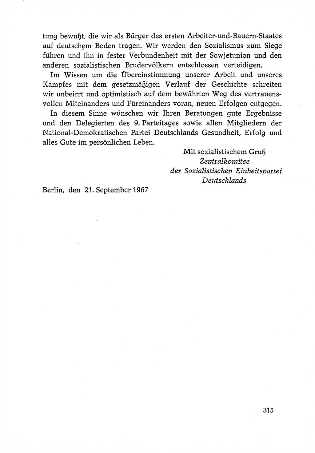 Dokumente der Sozialistischen Einheitspartei Deutschlands (SED) [Deutsche Demokratische Republik (DDR)] 1966-1967, Seite 315 (Dok. SED DDR 1966-1967, S. 315)