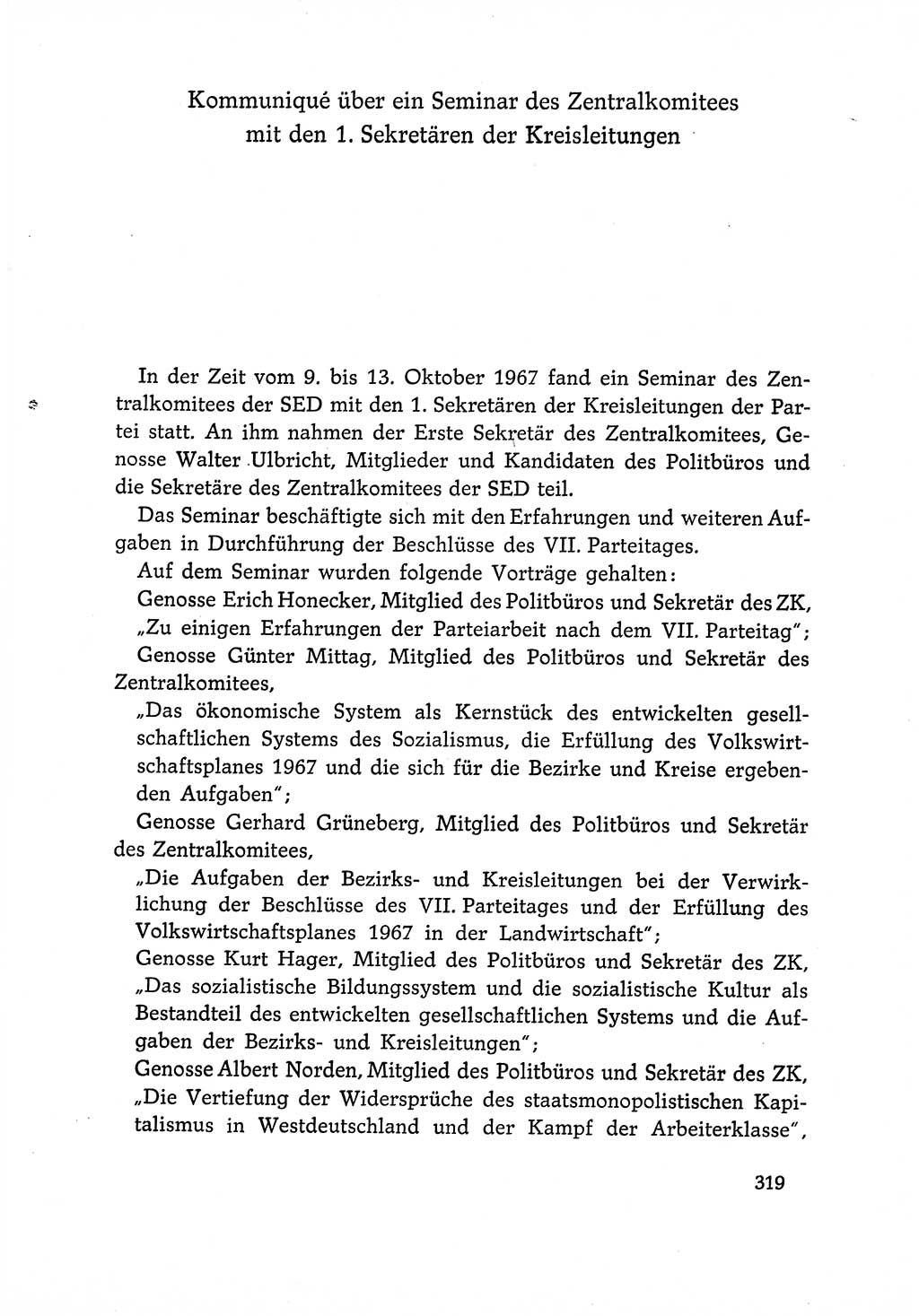 Dokumente der Sozialistischen Einheitspartei Deutschlands (SED) [Deutsche Demokratische Republik (DDR)] 1966-1967, Seite 319 (Dok. SED DDR 1966-1967, S. 319)