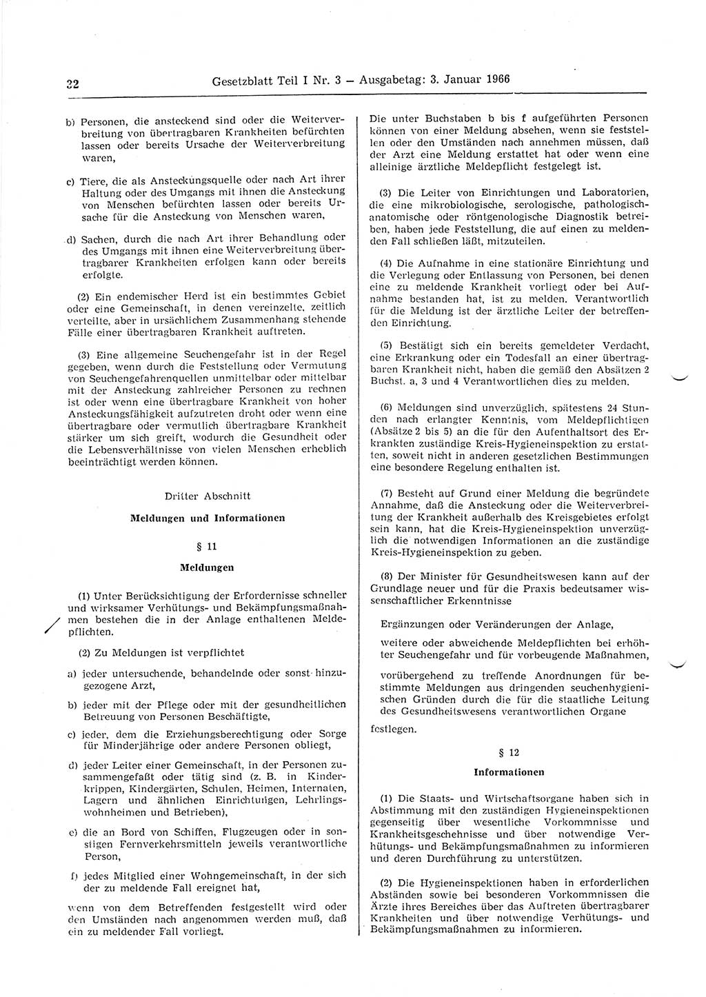 Gesetzblatt (GBl.) der Deutschen Demokratischen Republik (DDR) Teil Ⅰ 1966, Seite 32 (GBl. DDR Ⅰ 1966, S. 32)