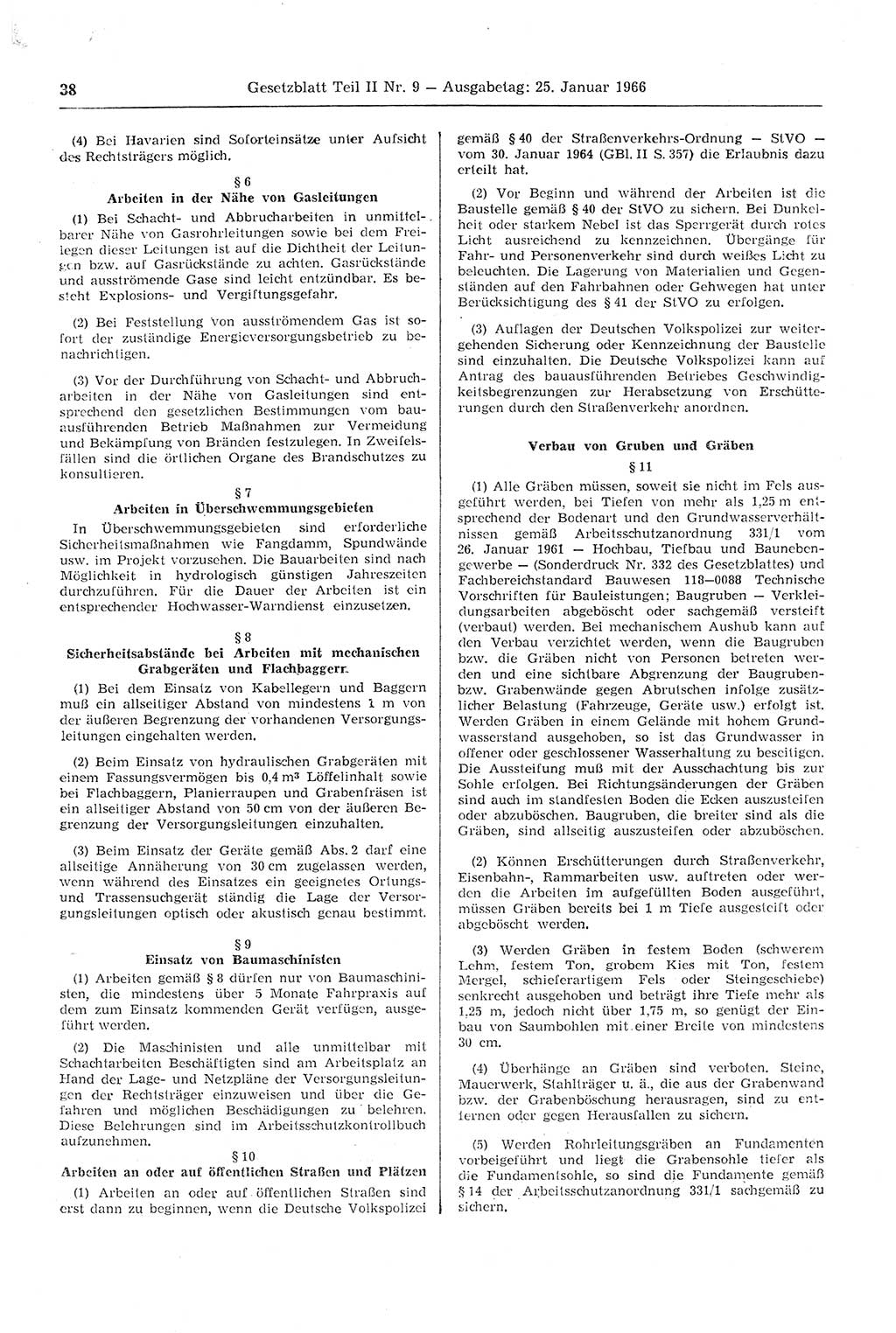 Gesetzblatt (GBl.) der Deutschen Demokratischen Republik (DDR) Teil ⅠⅠ 1966, Seite 38 (GBl. DDR ⅠⅠ 1966, S. 38)