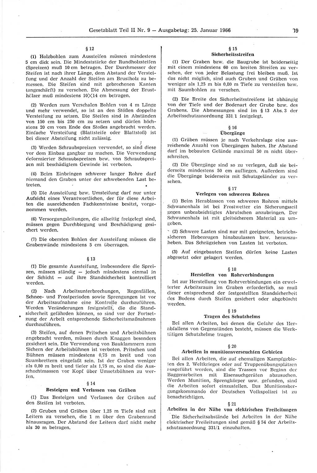 Gesetzblatt (GBl.) der Deutschen Demokratischen Republik (DDR) Teil ⅠⅠ 1966, Seite 39 (GBl. DDR ⅠⅠ 1966, S. 39)