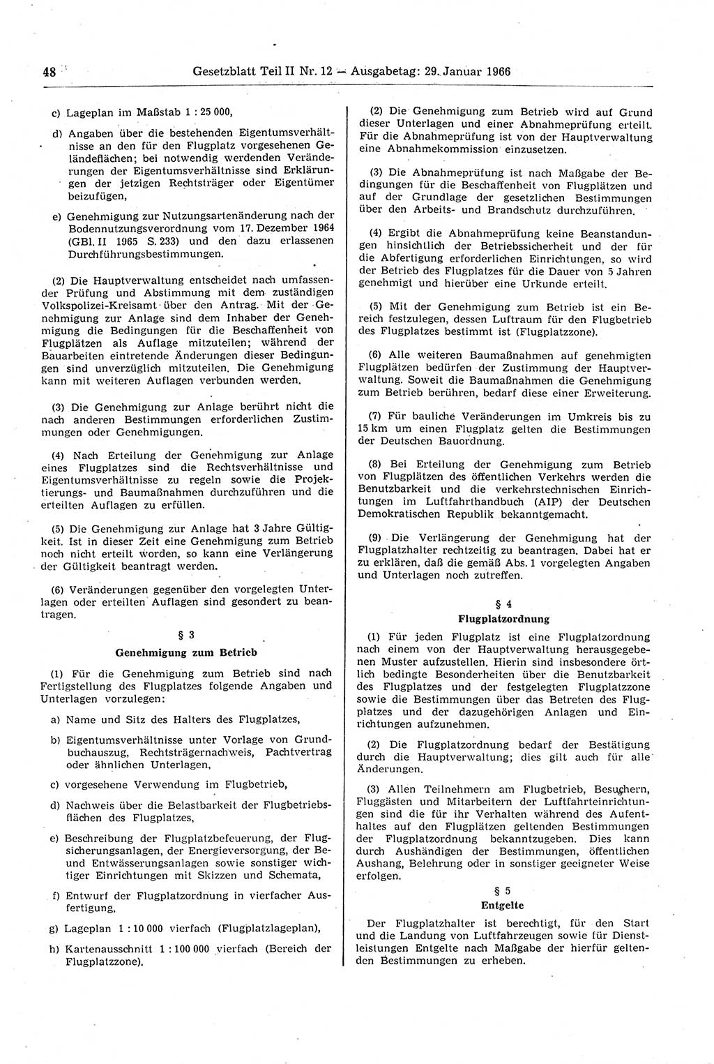 Gesetzblatt (GBl.) der Deutschen Demokratischen Republik (DDR) Teil ⅠⅠ 1966, Seite 48 (GBl. DDR ⅠⅠ 1966, S. 48)