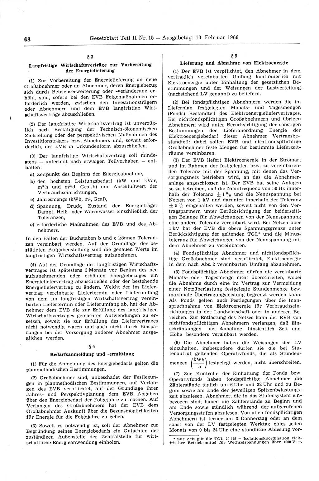 Gesetzblatt (GBl.) der Deutschen Demokratischen Republik (DDR) Teil ⅠⅠ 1966, Seite 68 (GBl. DDR ⅠⅠ 1966, S. 68)