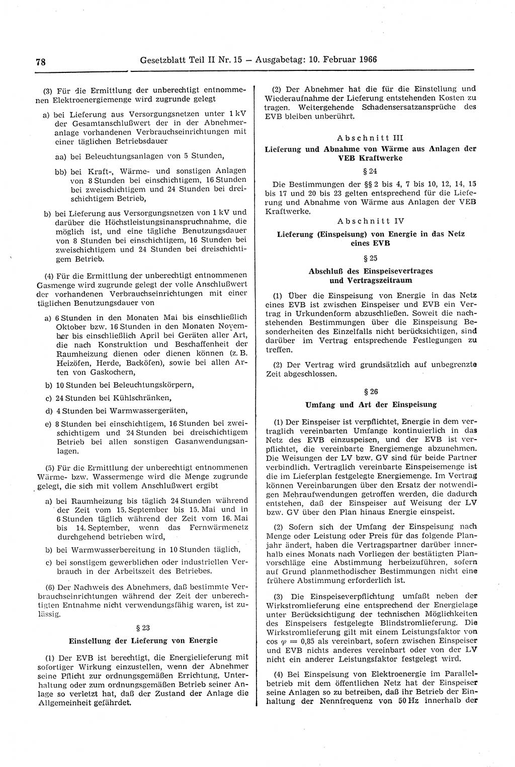 Gesetzblatt (GBl.) der Deutschen Demokratischen Republik (DDR) Teil ⅠⅠ 1966, Seite 78 (GBl. DDR ⅠⅠ 1966, S. 78)