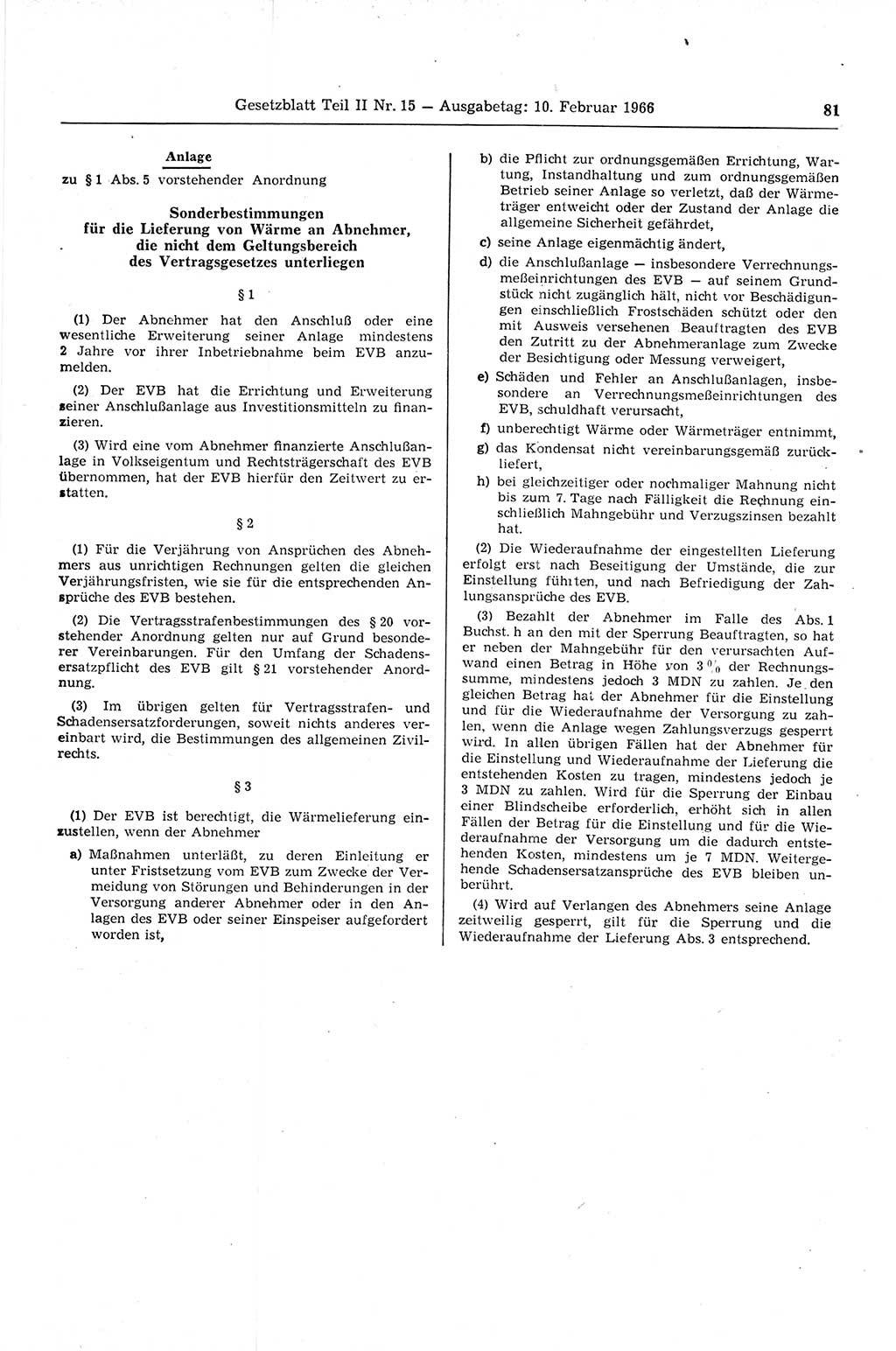 Gesetzblatt (GBl.) der Deutschen Demokratischen Republik (DDR) Teil ⅠⅠ 1966, Seite 81 (GBl. DDR ⅠⅠ 1966, S. 81)