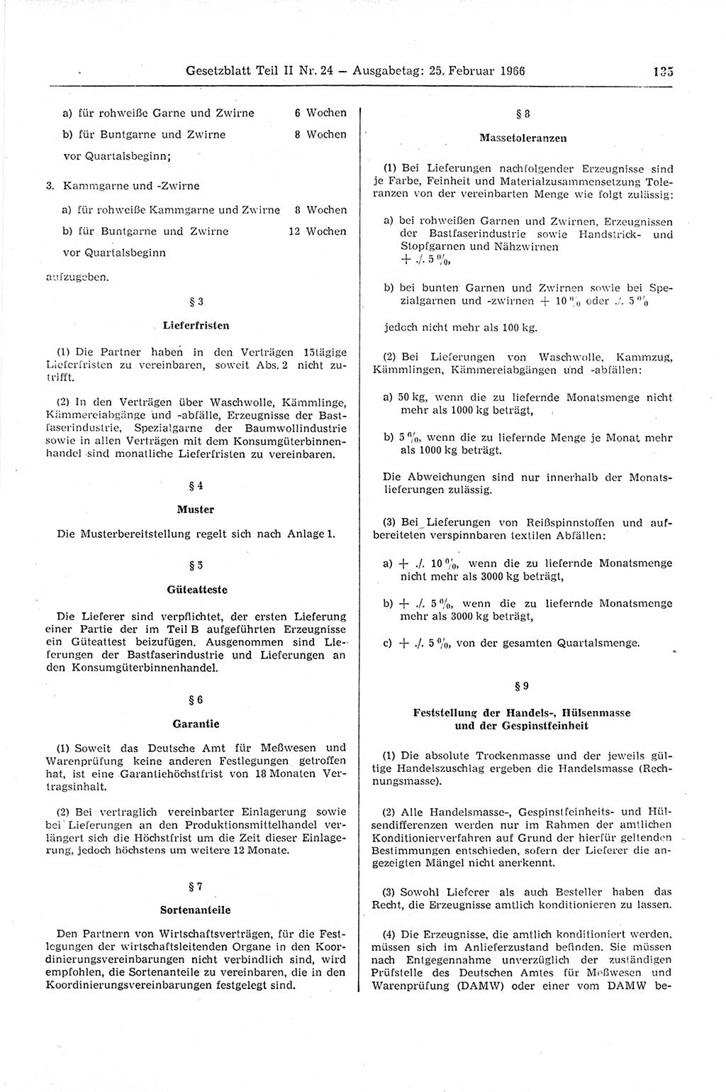 Gesetzblatt (GBl.) der Deutschen Demokratischen Republik (DDR) Teil ⅠⅠ 1966, Seite 135 (GBl. DDR ⅠⅠ 1966, S. 135)