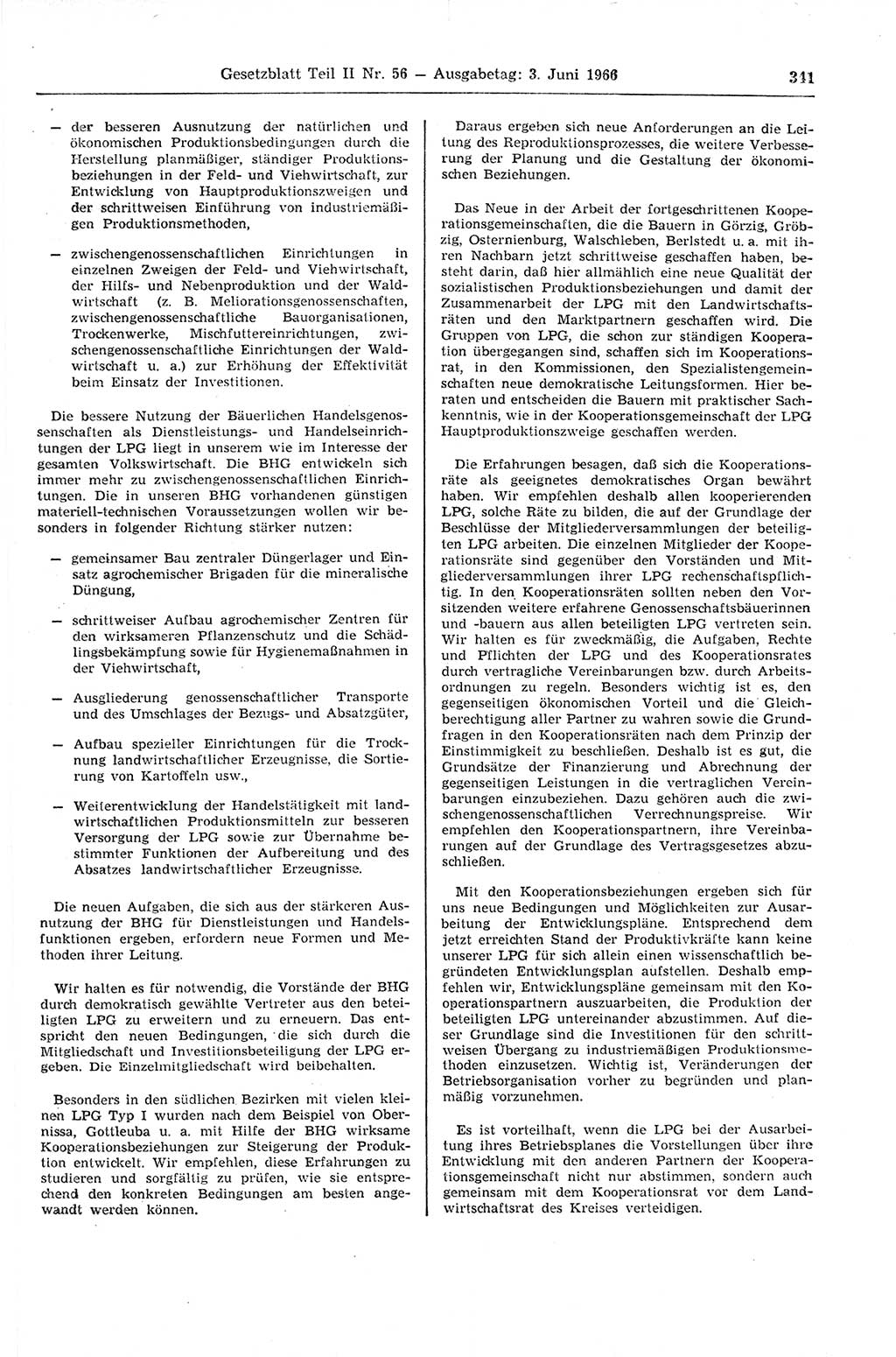 Gesetzblatt (GBl.) der Deutschen Demokratischen Republik (DDR) Teil ⅠⅠ 1966, Seite 341 (GBl. DDR ⅠⅠ 1966, S. 341)