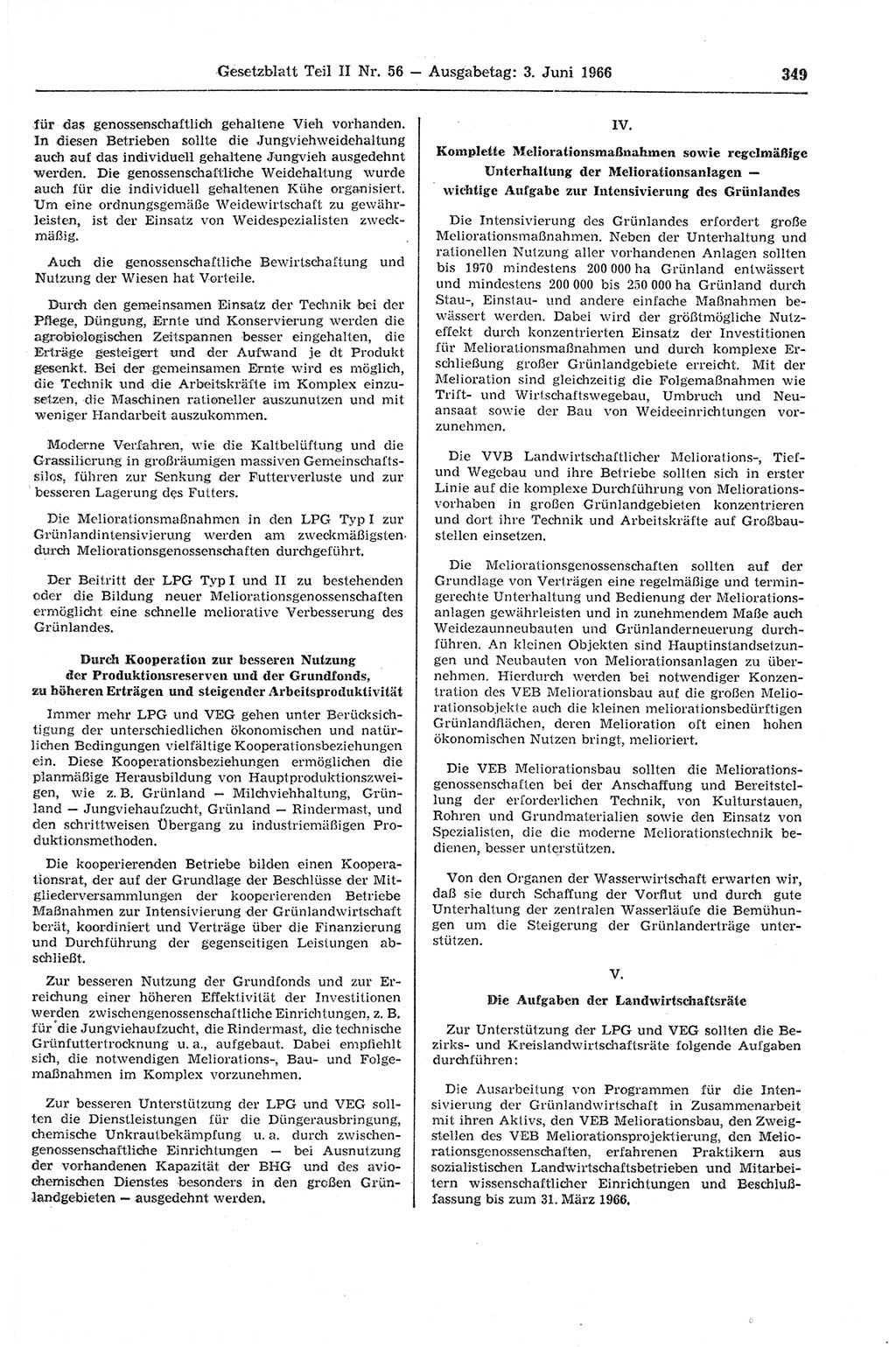 Gesetzblatt (GBl.) der Deutschen Demokratischen Republik (DDR) Teil ⅠⅠ 1966, Seite 349 (GBl. DDR ⅠⅠ 1966, S. 349)