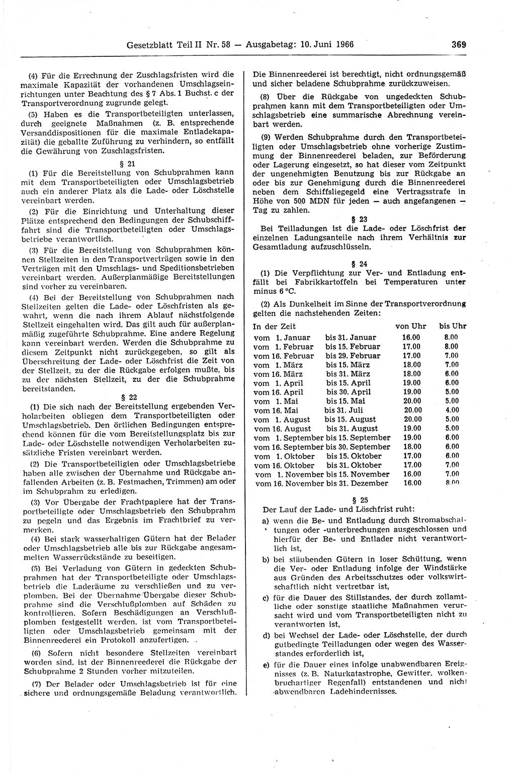 Gesetzblatt (GBl.) der Deutschen Demokratischen Republik (DDR) Teil ⅠⅠ 1966, Seite 369 (GBl. DDR ⅠⅠ 1966, S. 369)
