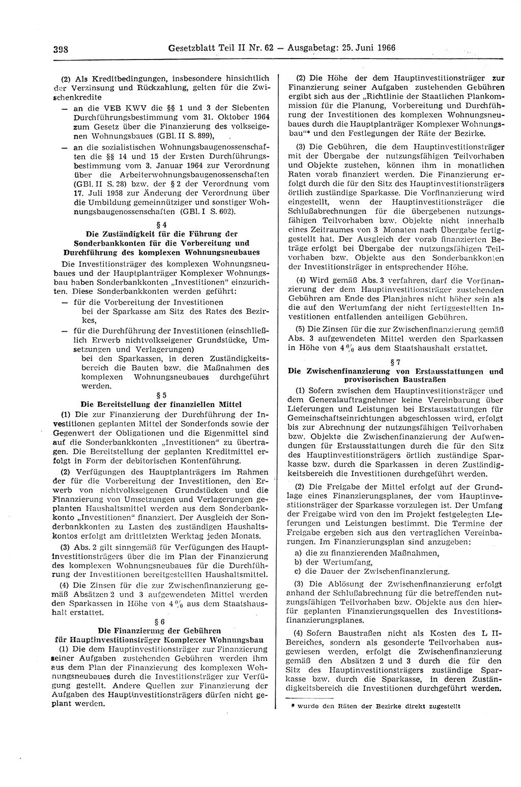 Gesetzblatt (GBl.) der Deutschen Demokratischen Republik (DDR) Teil ⅠⅠ 1966, Seite 398 (GBl. DDR ⅠⅠ 1966, S. 398)