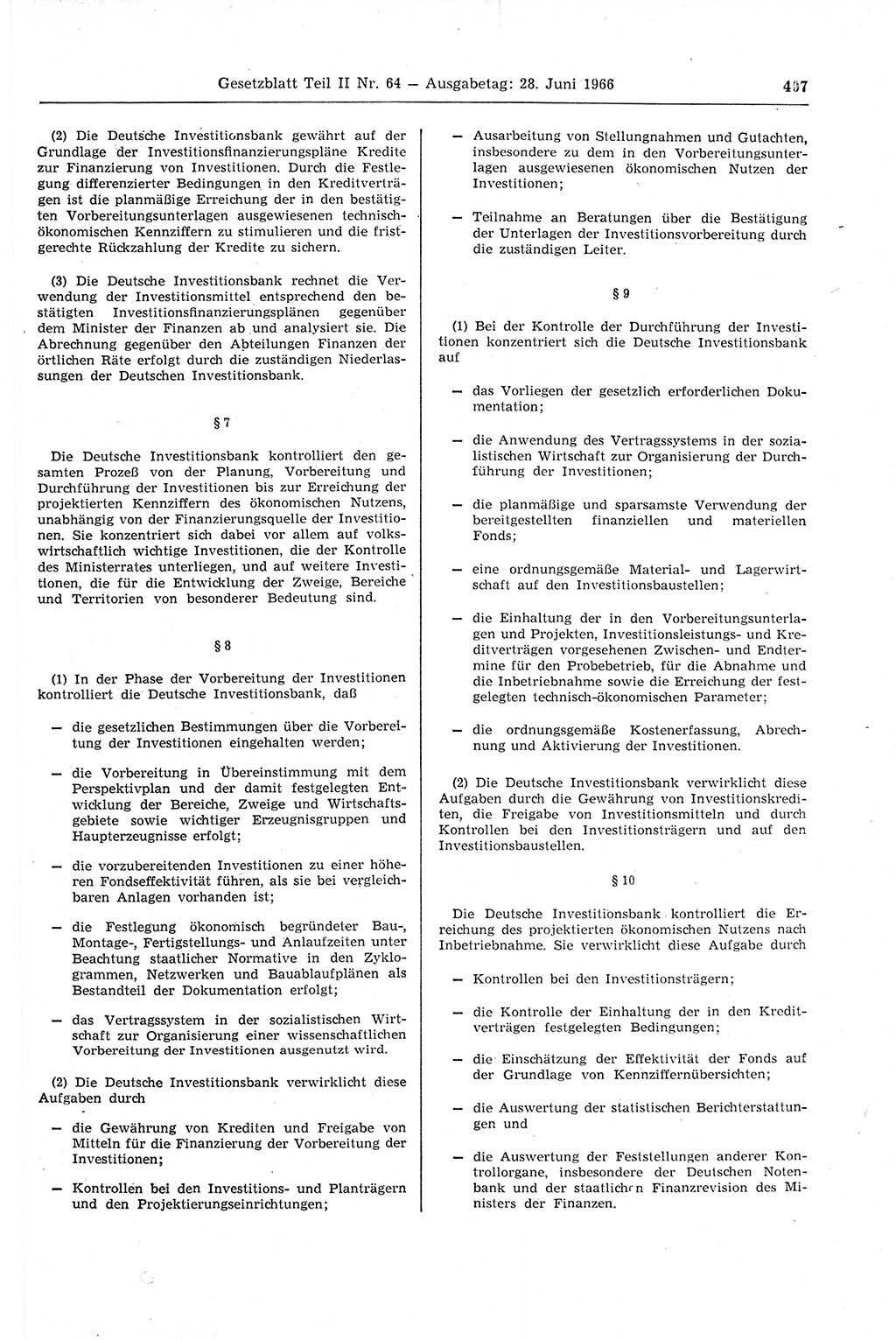 Gesetzblatt (GBl.) der Deutschen Demokratischen Republik (DDR) Teil ⅠⅠ 1966, Seite 407 (GBl. DDR ⅠⅠ 1966, S. 407)