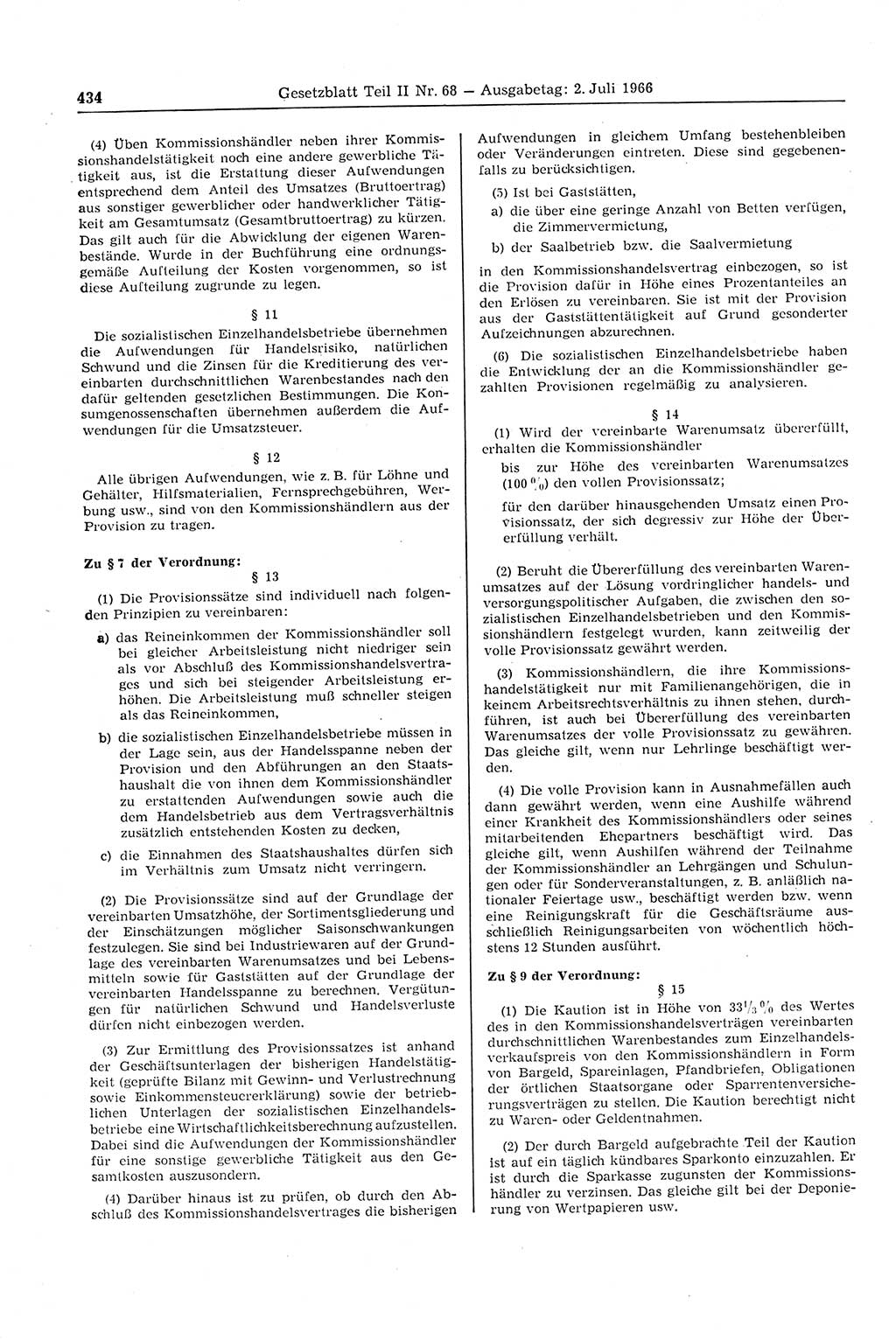 Gesetzblatt (GBl.) der Deutschen Demokratischen Republik (DDR) Teil ⅠⅠ 1966, Seite 434 (GBl. DDR ⅠⅠ 1966, S. 434)