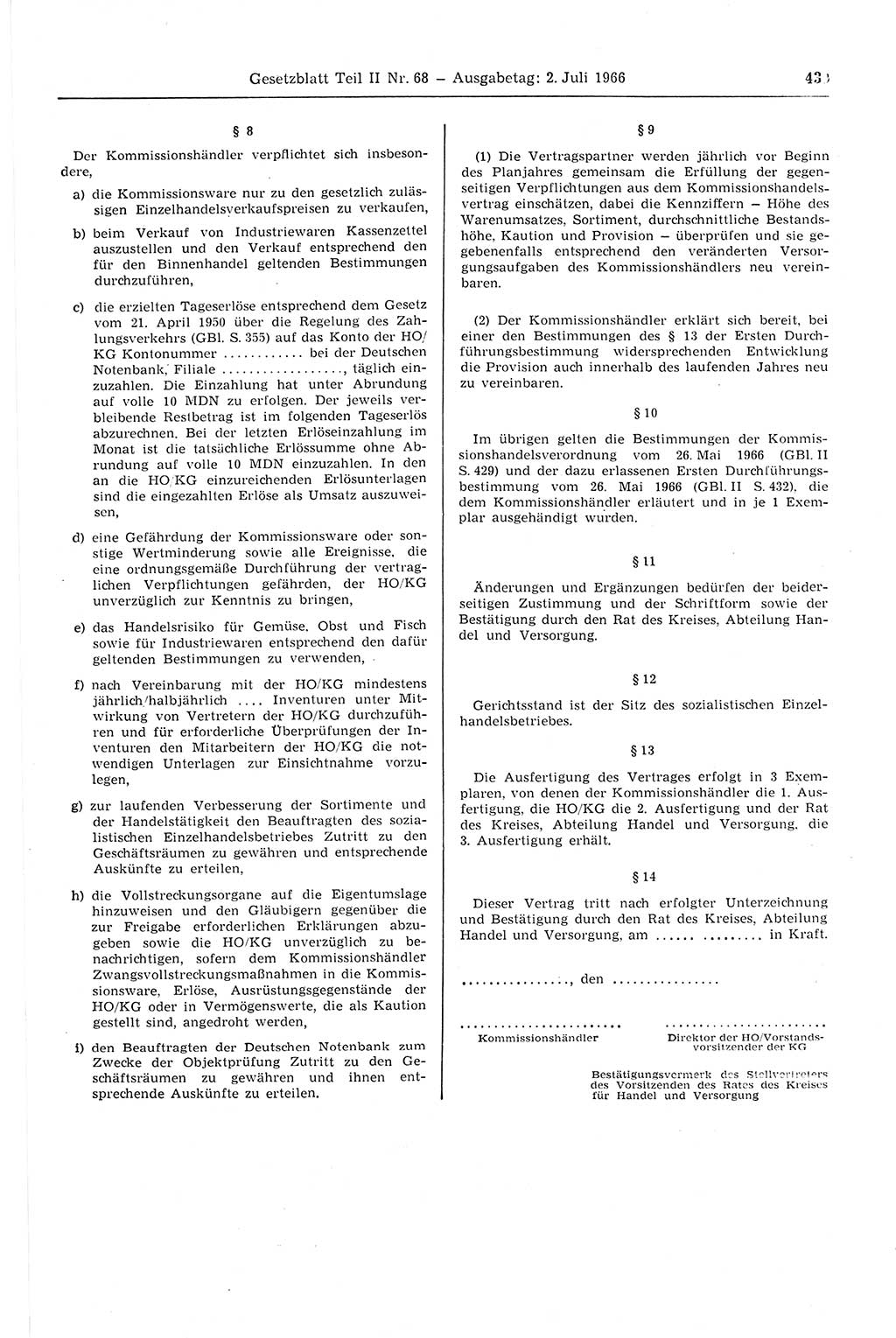 Gesetzblatt (GBl.) der Deutschen Demokratischen Republik (DDR) Teil ⅠⅠ 1966, Seite 439 (GBl. DDR ⅠⅠ 1966, S. 439)