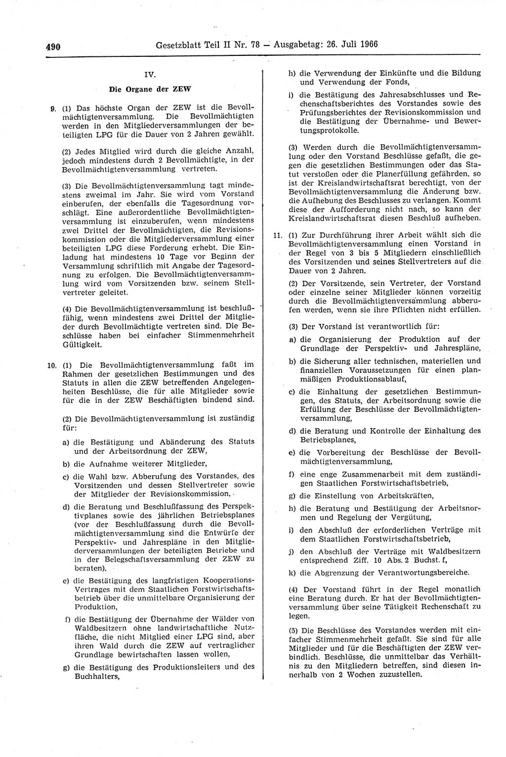 Gesetzblatt (GBl.) der Deutschen Demokratischen Republik (DDR) Teil ⅠⅠ 1966, Seite 490 (GBl. DDR ⅠⅠ 1966, S. 490)