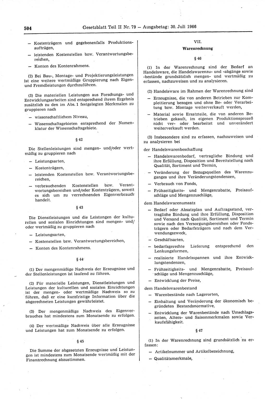 Gesetzblatt (GBl.) der Deutschen Demokratischen Republik (DDR) Teil ⅠⅠ 1966, Seite 504 (GBl. DDR ⅠⅠ 1966, S. 504)