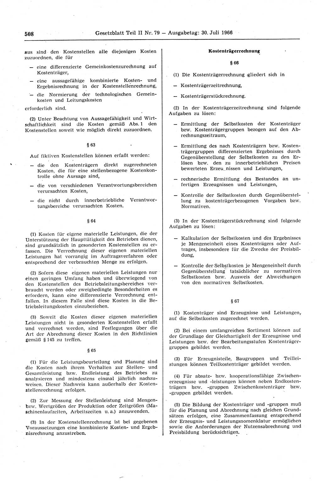Gesetzblatt (GBl.) der Deutschen Demokratischen Republik (DDR) Teil ⅠⅠ 1966, Seite 508 (GBl. DDR ⅠⅠ 1966, S. 508)