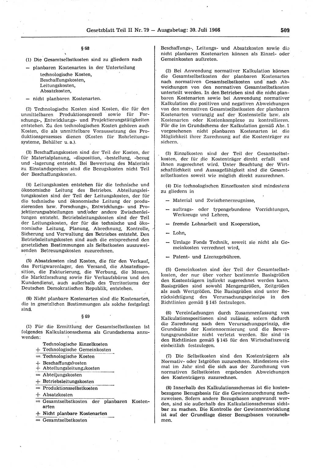 Gesetzblatt (GBl.) der Deutschen Demokratischen Republik (DDR) Teil ⅠⅠ 1966, Seite 509 (GBl. DDR ⅠⅠ 1966, S. 509)