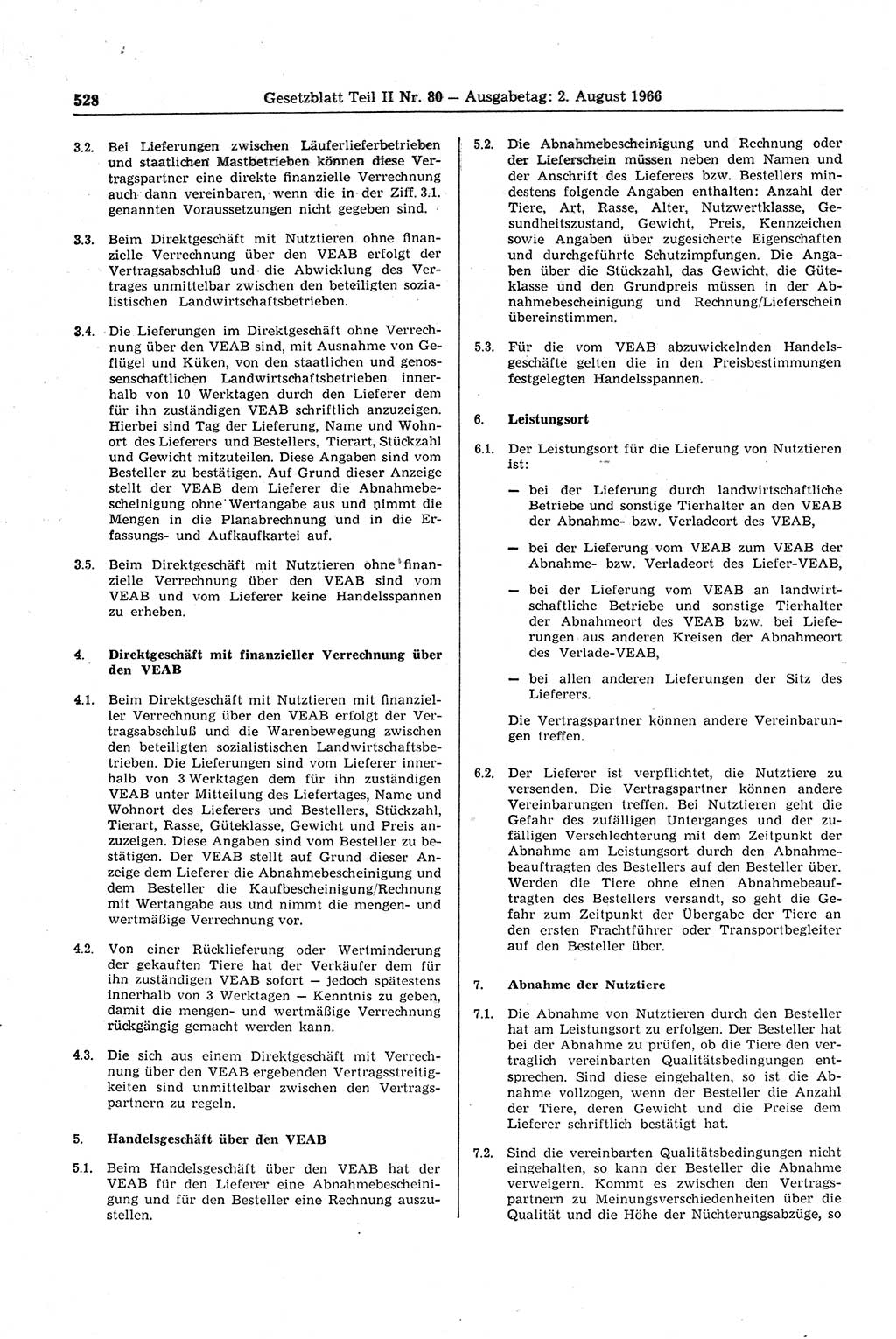 Gesetzblatt (GBl.) der Deutschen Demokratischen Republik (DDR) Teil ⅠⅠ 1966, Seite 528 (GBl. DDR ⅠⅠ 1966, S. 528)