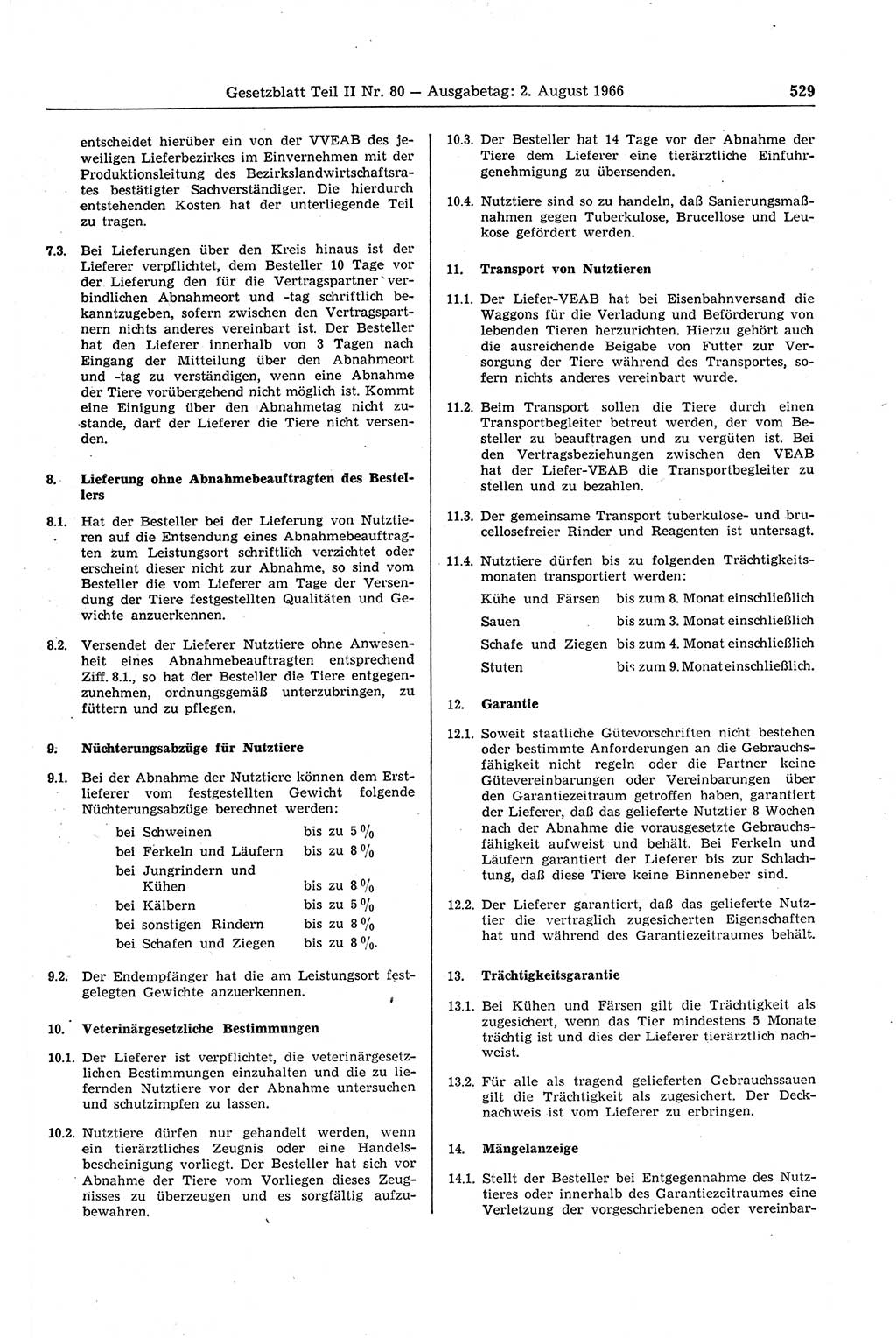 Gesetzblatt (GBl.) der Deutschen Demokratischen Republik (DDR) Teil ⅠⅠ 1966, Seite 529 (GBl. DDR ⅠⅠ 1966, S. 529)