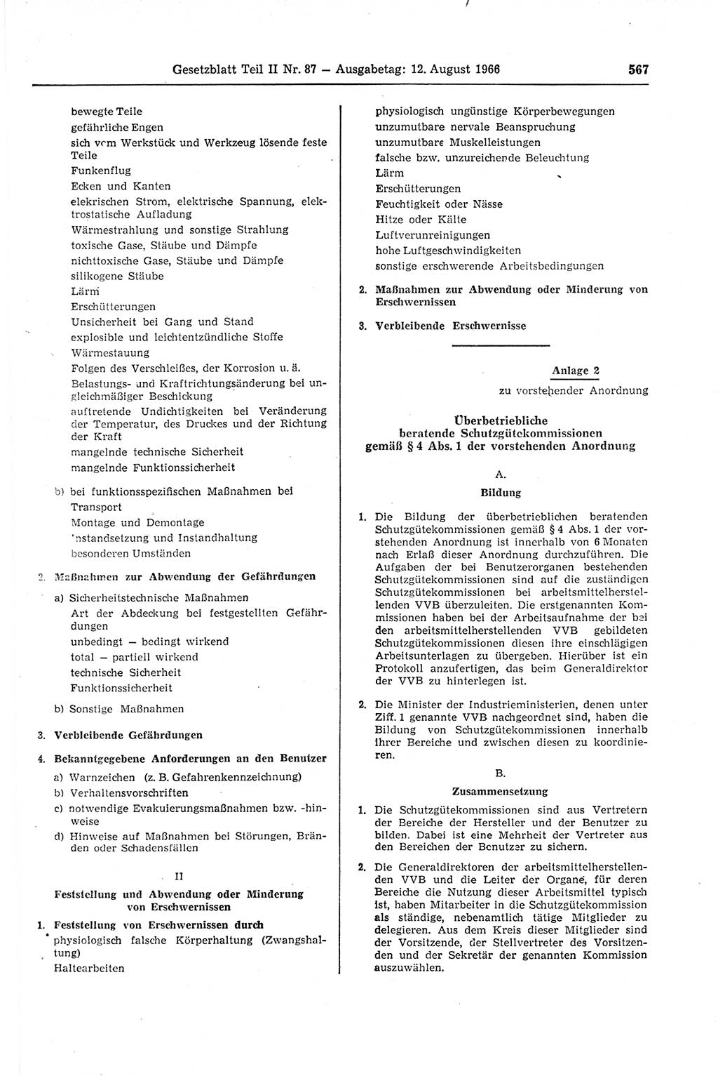 Gesetzblatt (GBl.) der Deutschen Demokratischen Republik (DDR) Teil ⅠⅠ 1966, Seite 567 (GBl. DDR ⅠⅠ 1966, S. 567)