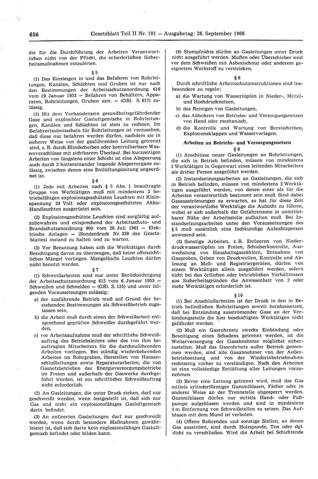 Gesetzblatt (GBl.) der Deutschen Demokratischen Republik (DDR) Teil ⅠⅠ 1966, Seite 656 (GBl. DDR ⅠⅠ 1966, S. 656)