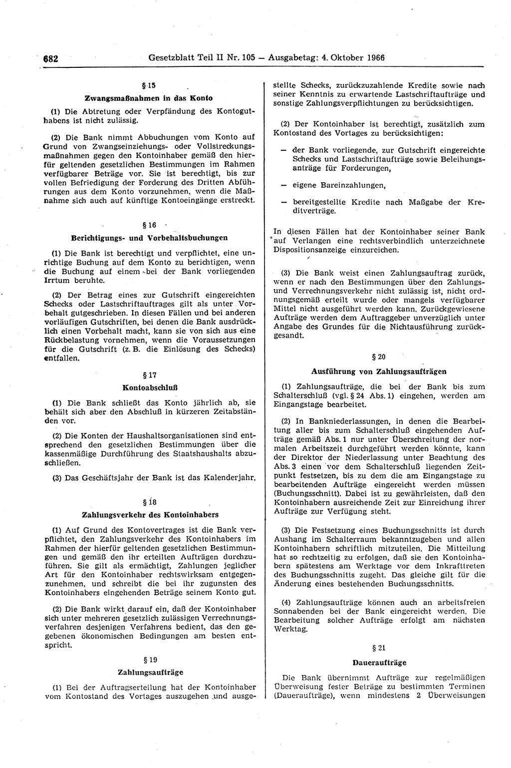 Gesetzblatt (GBl.) der Deutschen Demokratischen Republik (DDR) Teil ⅠⅠ 1966, Seite 682 (GBl. DDR ⅠⅠ 1966, S. 682)