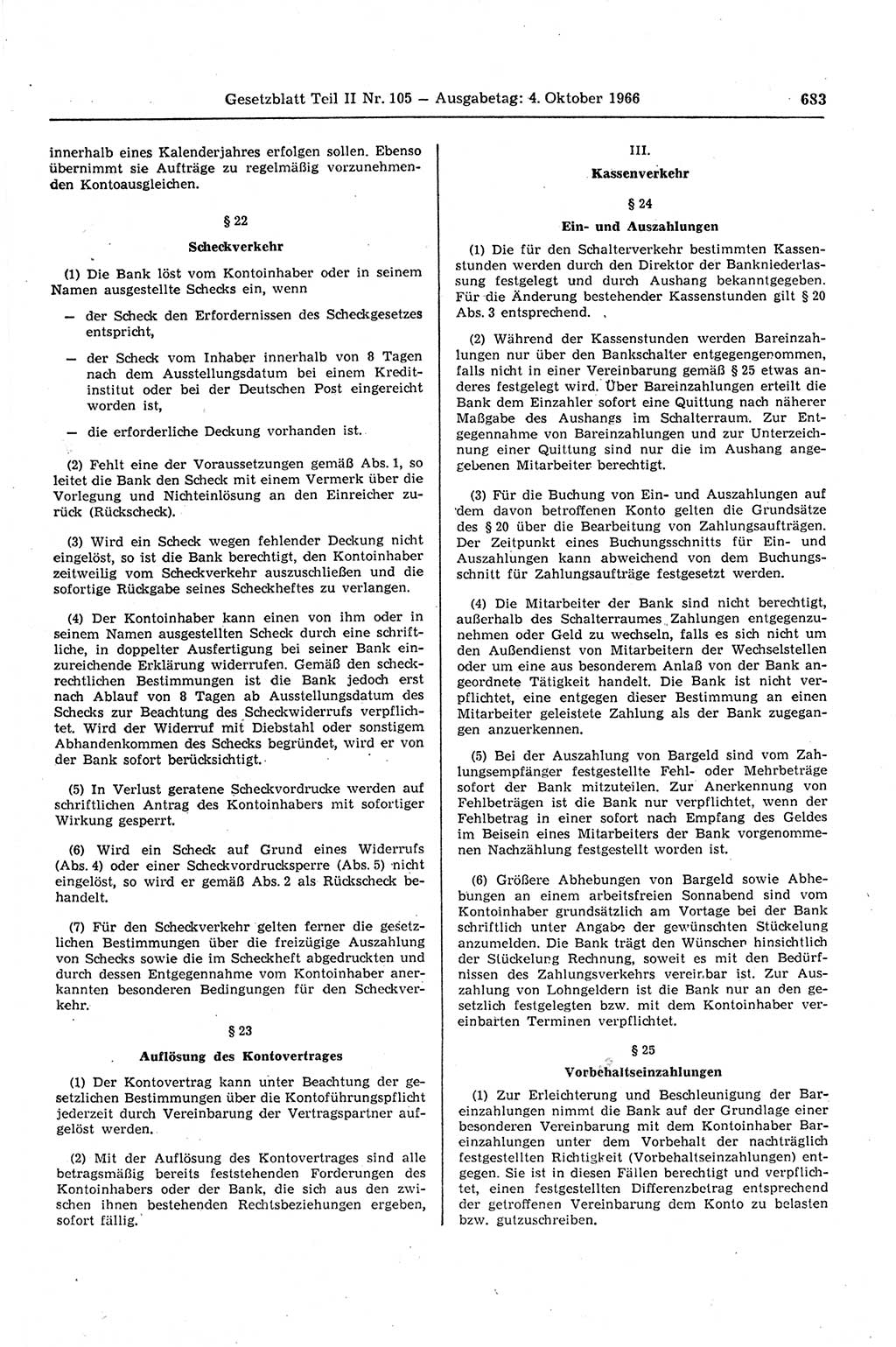 Gesetzblatt (GBl.) der Deutschen Demokratischen Republik (DDR) Teil ⅠⅠ 1966, Seite 683 (GBl. DDR ⅠⅠ 1966, S. 683)