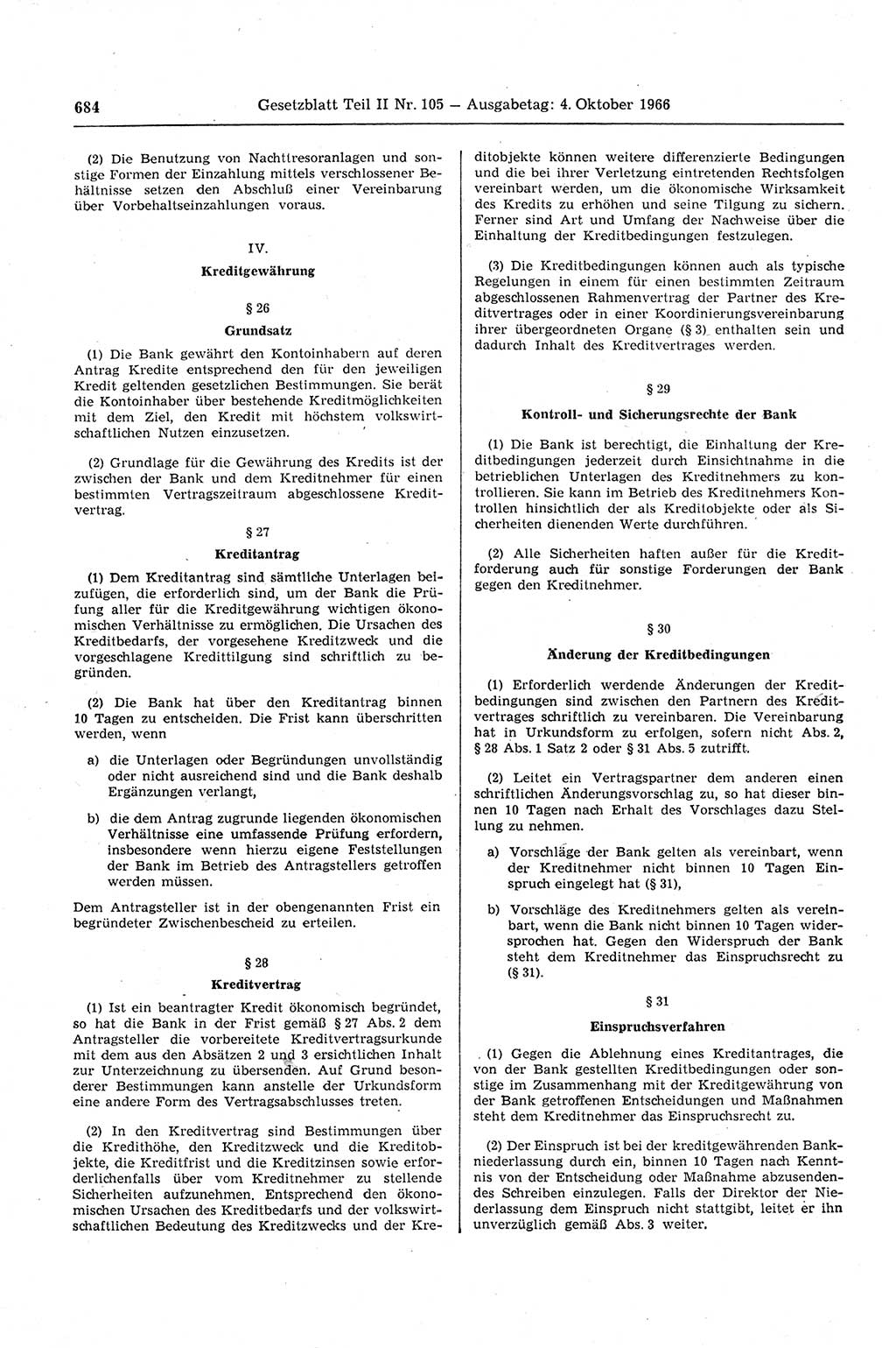 Gesetzblatt (GBl.) der Deutschen Demokratischen Republik (DDR) Teil ⅠⅠ 1966, Seite 684 (GBl. DDR ⅠⅠ 1966, S. 684)