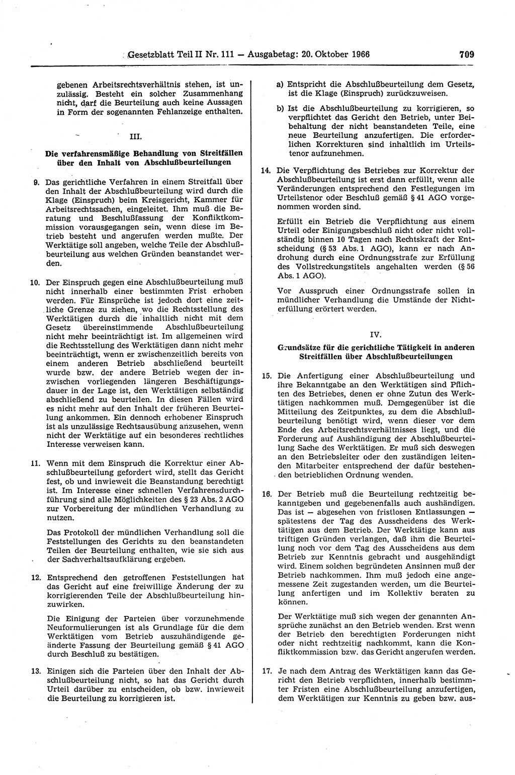 Gesetzblatt (GBl.) der Deutschen Demokratischen Republik (DDR) Teil ⅠⅠ 1966, Seite 709 (GBl. DDR ⅠⅠ 1966, S. 709)