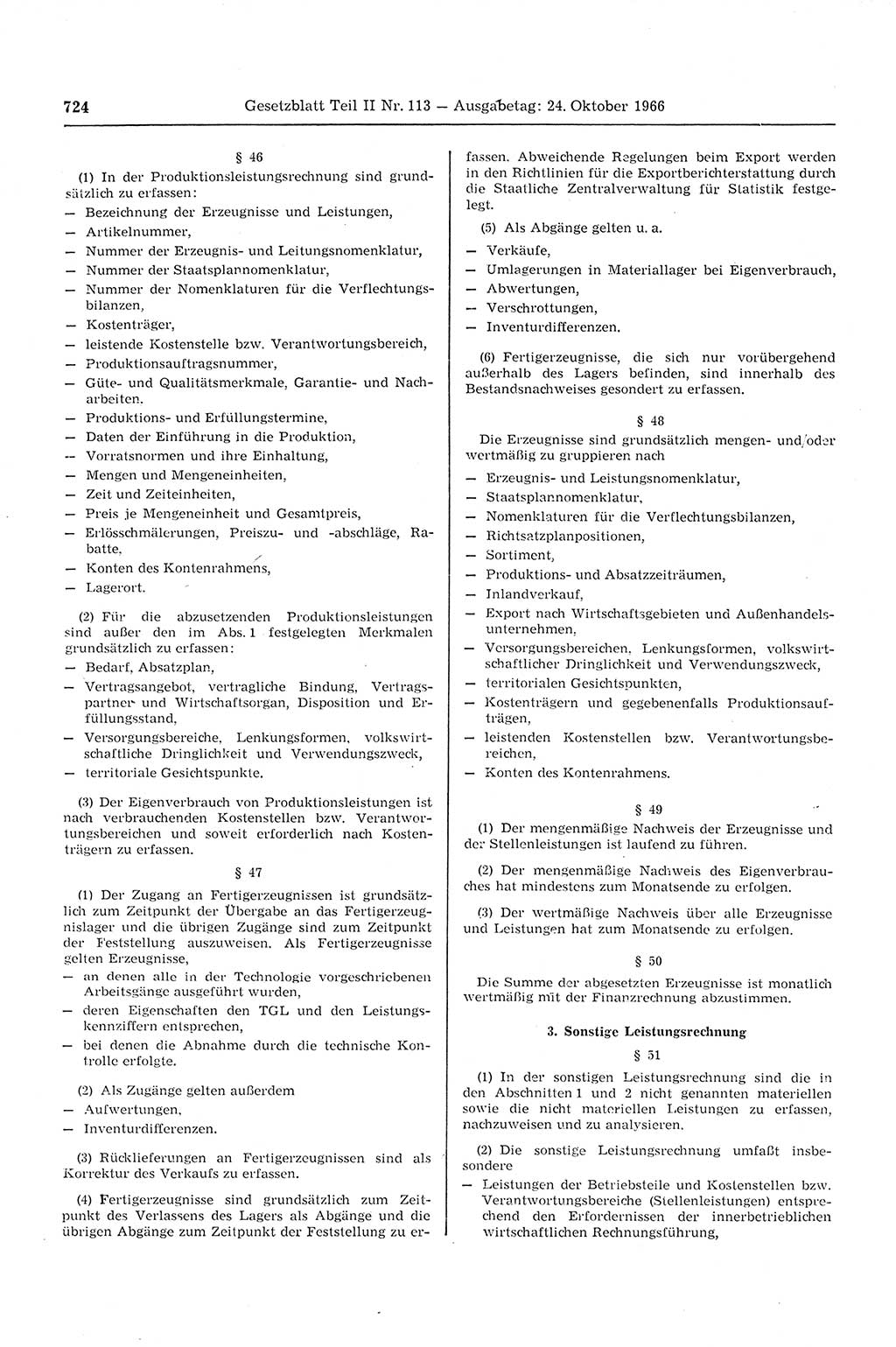 Gesetzblatt (GBl.) der Deutschen Demokratischen Republik (DDR) Teil ⅠⅠ 1966, Seite 724 (GBl. DDR ⅠⅠ 1966, S. 724)