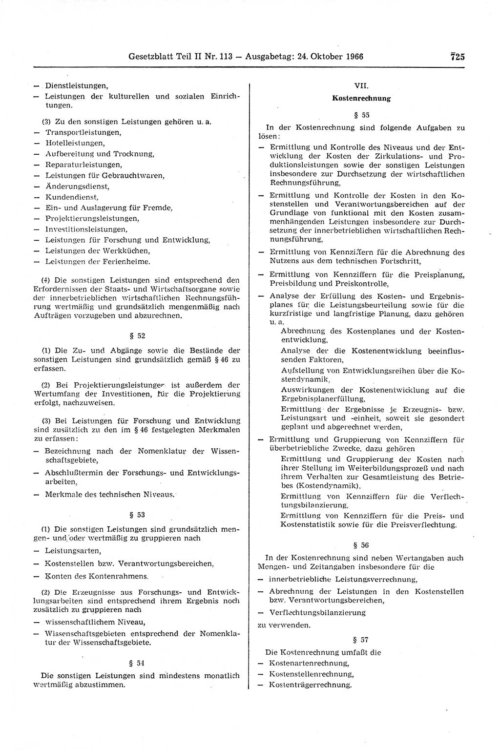 Gesetzblatt (GBl.) der Deutschen Demokratischen Republik (DDR) Teil ⅠⅠ 1966, Seite 725 (GBl. DDR ⅠⅠ 1966, S. 725)