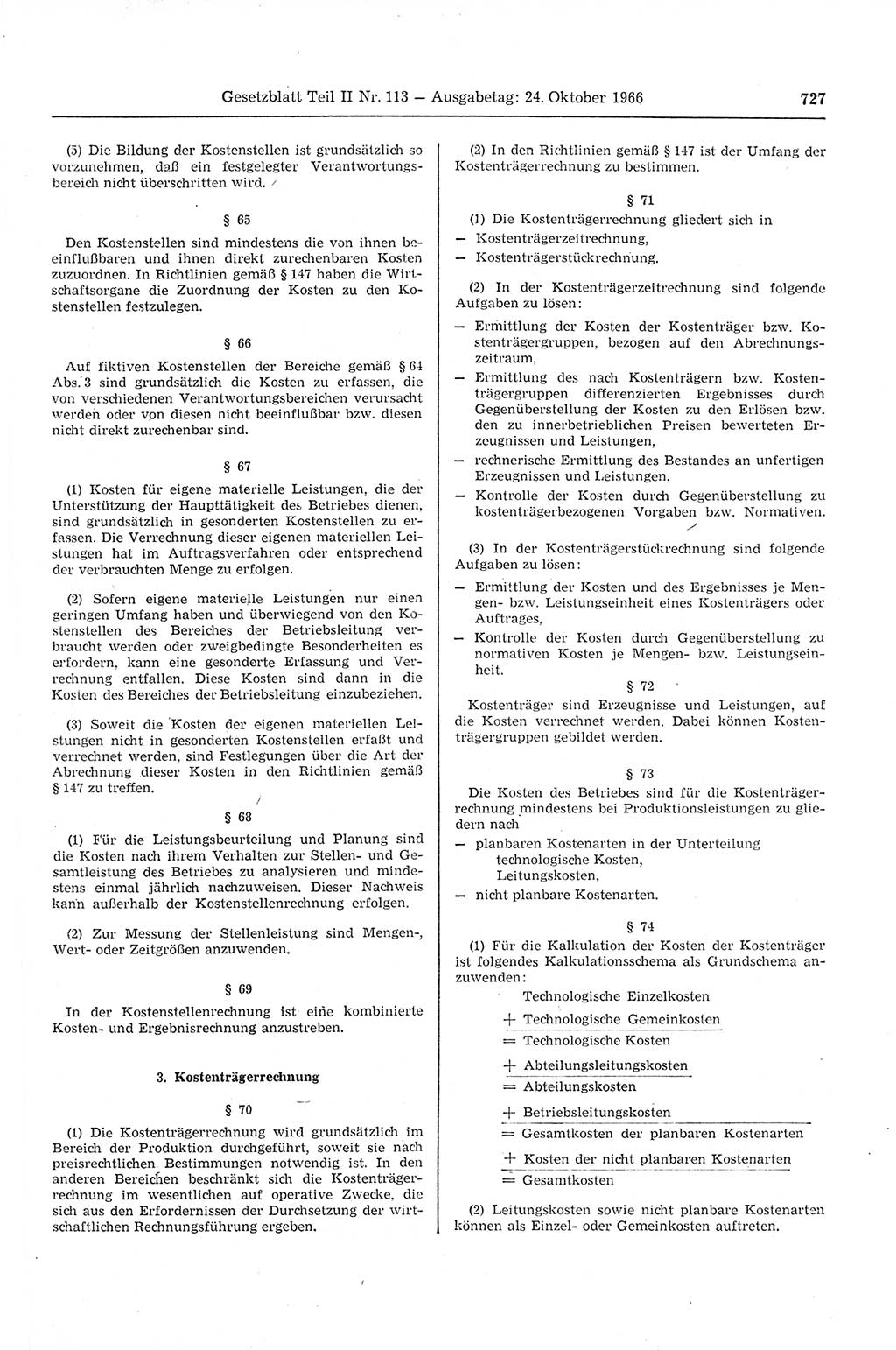 Gesetzblatt (GBl.) der Deutschen Demokratischen Republik (DDR) Teil ⅠⅠ 1966, Seite 727 (GBl. DDR ⅠⅠ 1966, S. 727)