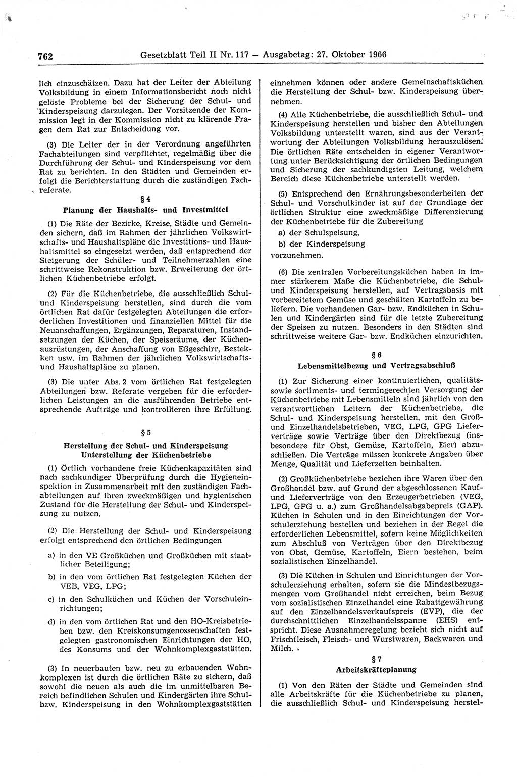 Gesetzblatt (GBl.) der Deutschen Demokratischen Republik (DDR) Teil ⅠⅠ 1966, Seite 762 (GBl. DDR ⅠⅠ 1966, S. 762)