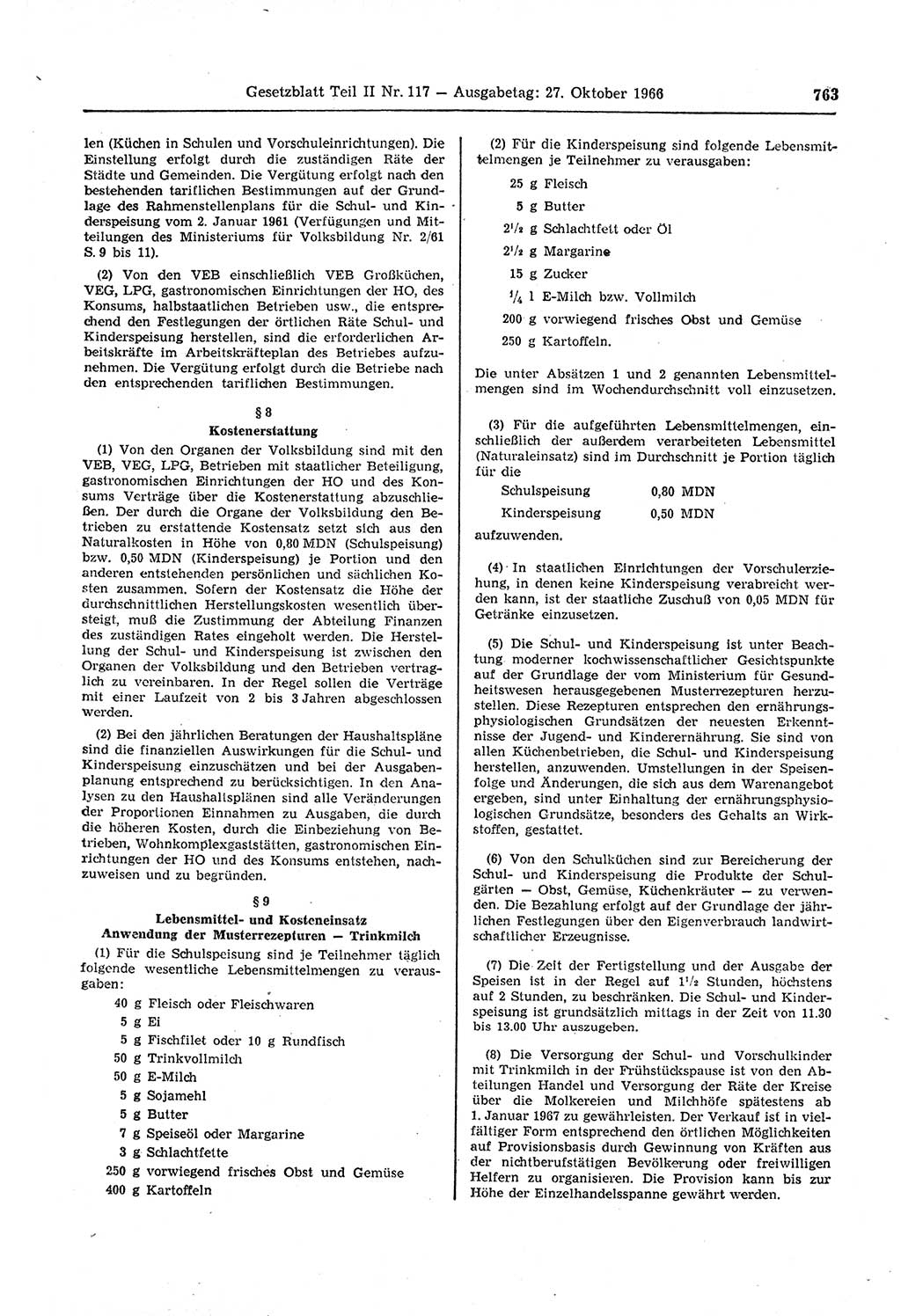Gesetzblatt (GBl.) der Deutschen Demokratischen Republik (DDR) Teil ⅠⅠ 1966, Seite 763 (GBl. DDR ⅠⅠ 1966, S. 763)