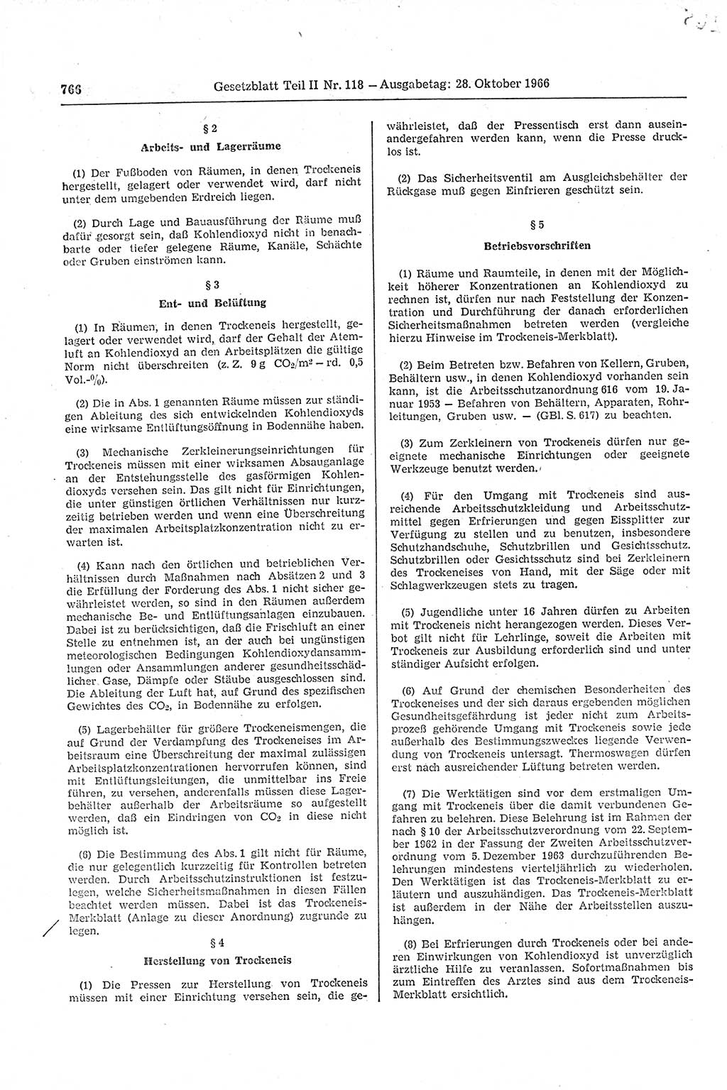 Gesetzblatt (GBl.) der Deutschen Demokratischen Republik (DDR) Teil ⅠⅠ 1966, Seite 766 (GBl. DDR ⅠⅠ 1966, S. 766)