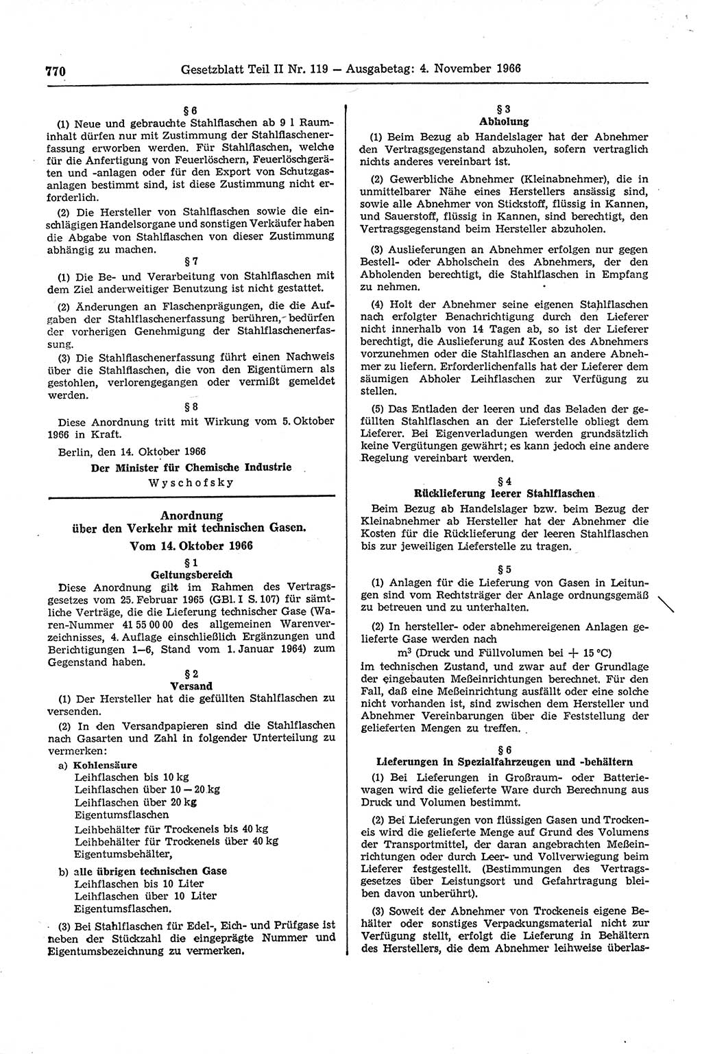 Gesetzblatt (GBl.) der Deutschen Demokratischen Republik (DDR) Teil ⅠⅠ 1966, Seite 770 (GBl. DDR ⅠⅠ 1966, S. 770)