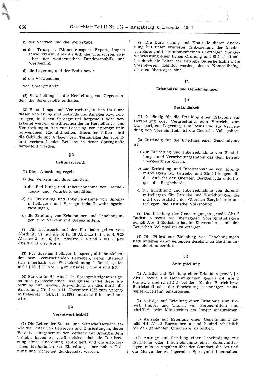 Gesetzblatt (GBl.) der Deutschen Demokratischen Republik (DDR) Teil ⅠⅠ 1966, Seite 858 (GBl. DDR ⅠⅠ 1966, S. 858)