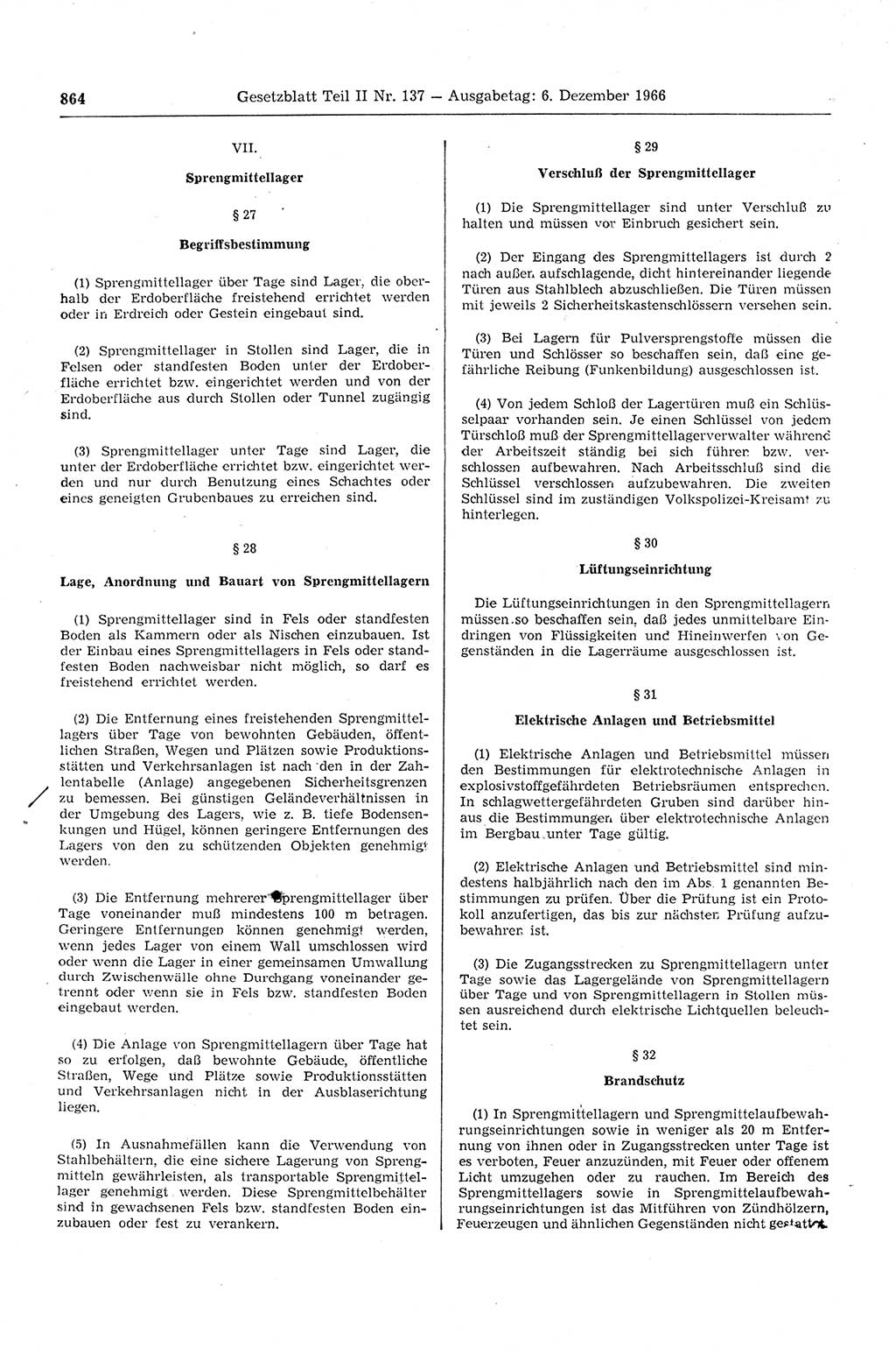 Gesetzblatt (GBl.) der Deutschen Demokratischen Republik (DDR) Teil ⅠⅠ 1966, Seite 864 (GBl. DDR ⅠⅠ 1966, S. 864)