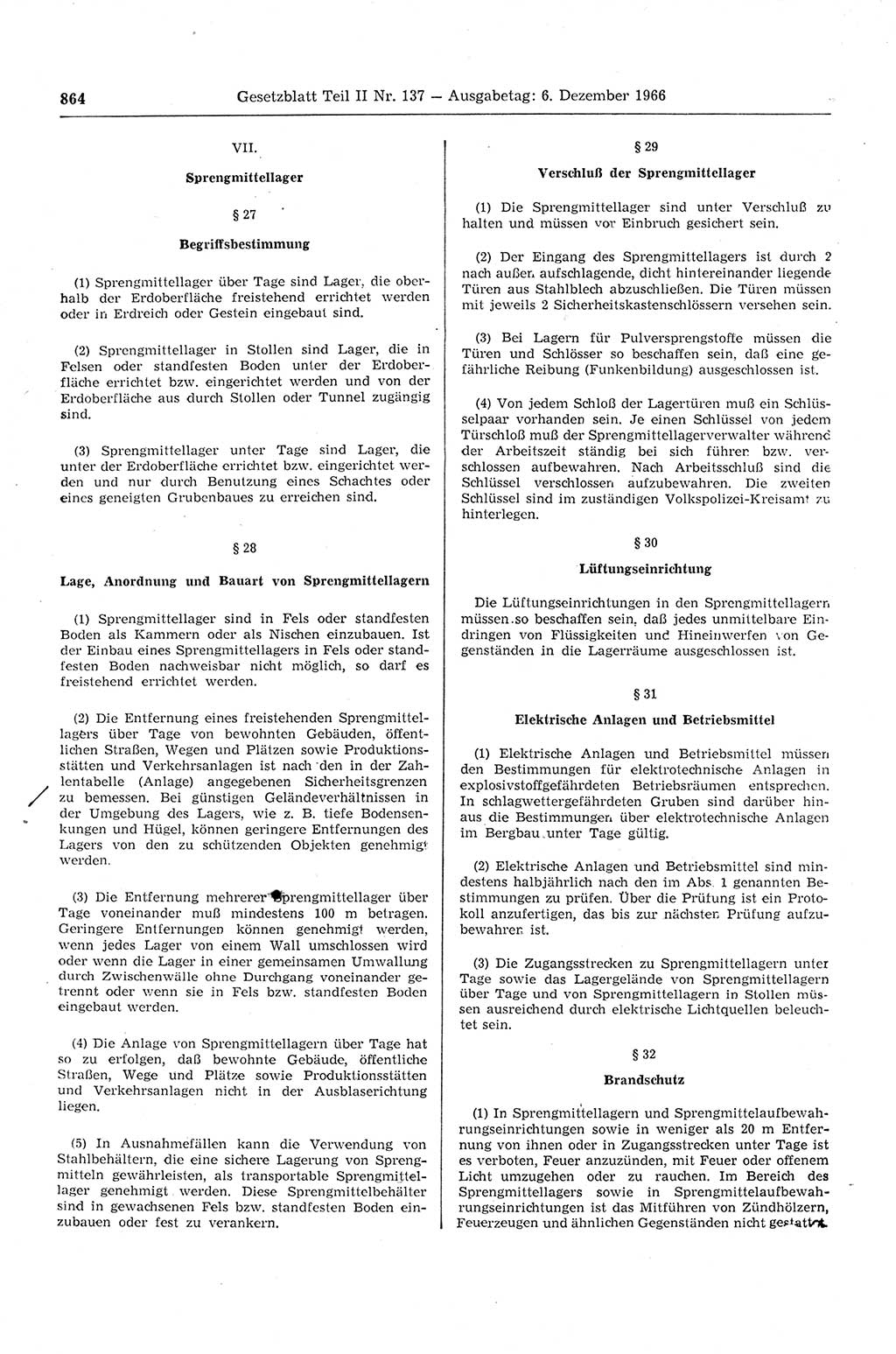 Gesetzblatt (GBl.) der Deutschen Demokratischen Republik (DDR) Teil ⅠⅠ 1966, Seite 864 (GBl. DDR ⅠⅠ 1966, S. 864)