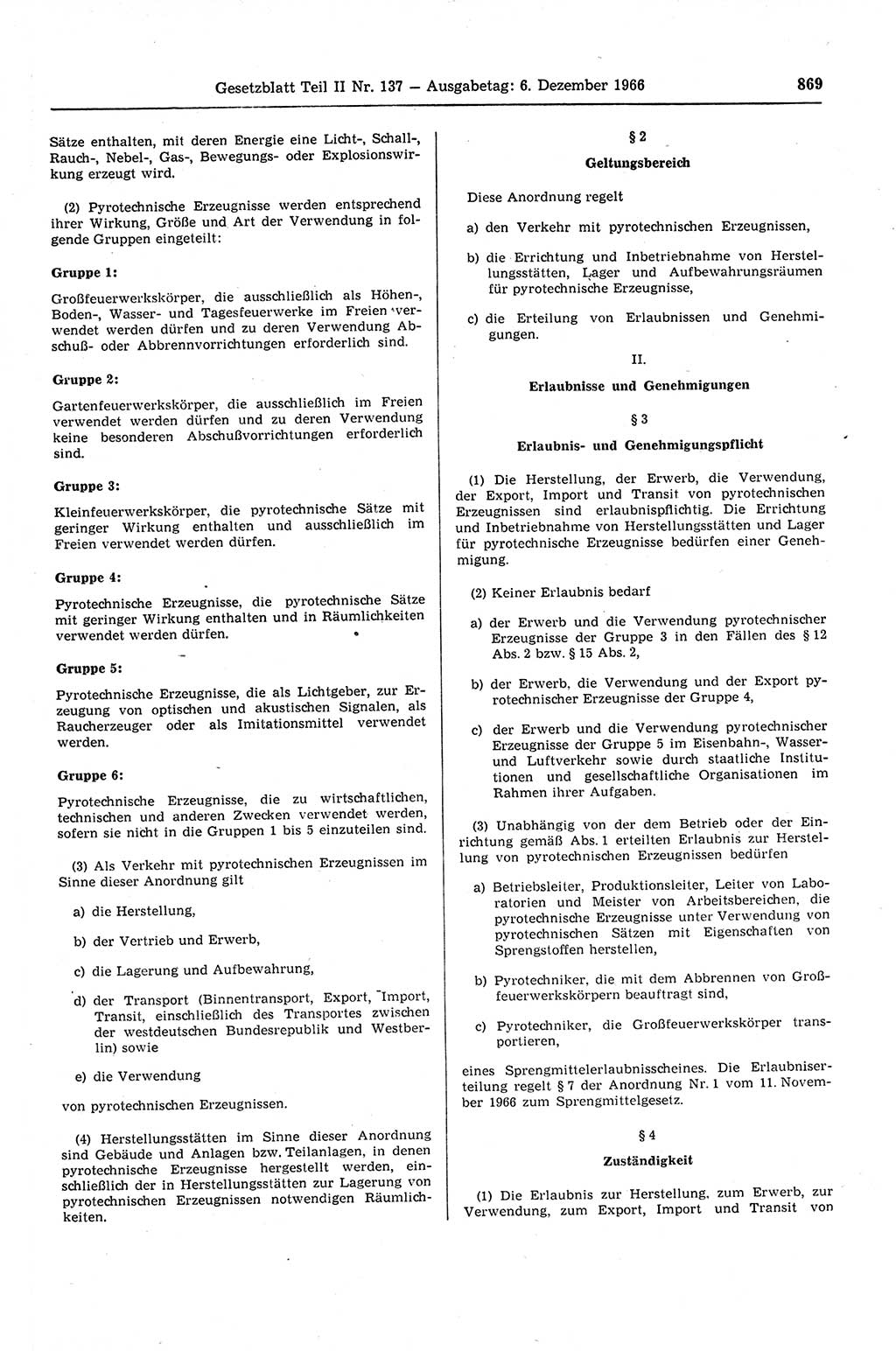 Gesetzblatt (GBl.) der Deutschen Demokratischen Republik (DDR) Teil ⅠⅠ 1966, Seite 869 (GBl. DDR ⅠⅠ 1966, S. 869)
