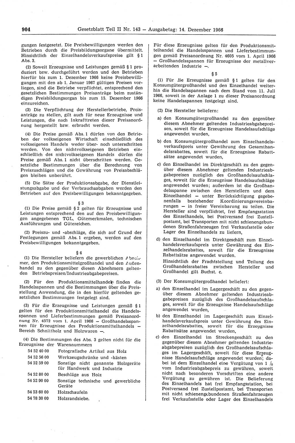 Gesetzblatt (GBl.) der Deutschen Demokratischen Republik (DDR) Teil ⅠⅠ 1966, Seite 904 (GBl. DDR ⅠⅠ 1966, S. 904)
