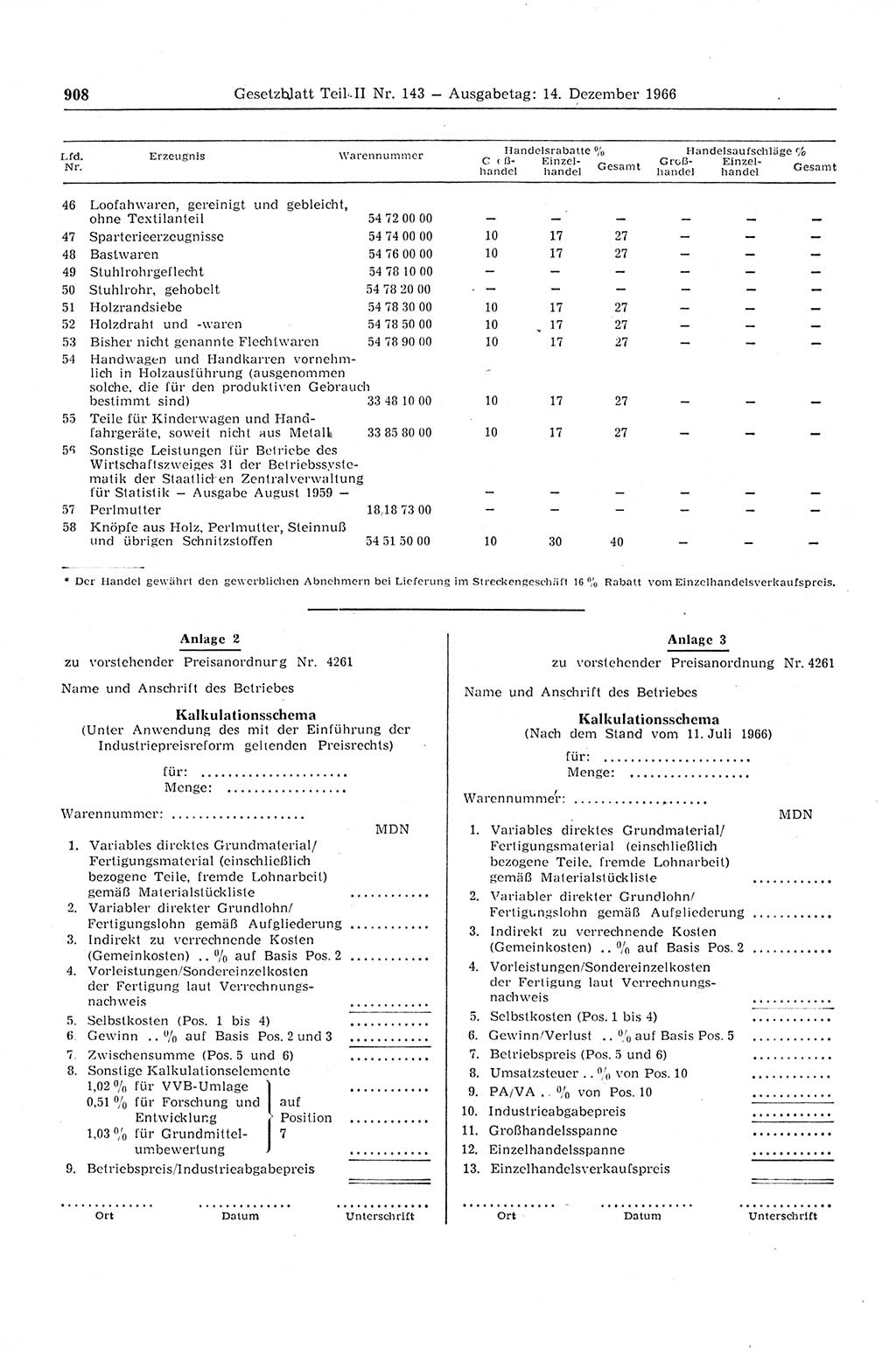 Gesetzblatt (GBl.) der Deutschen Demokratischen Republik (DDR) Teil ⅠⅠ 1966, Seite 908 (GBl. DDR ⅠⅠ 1966, S. 908)