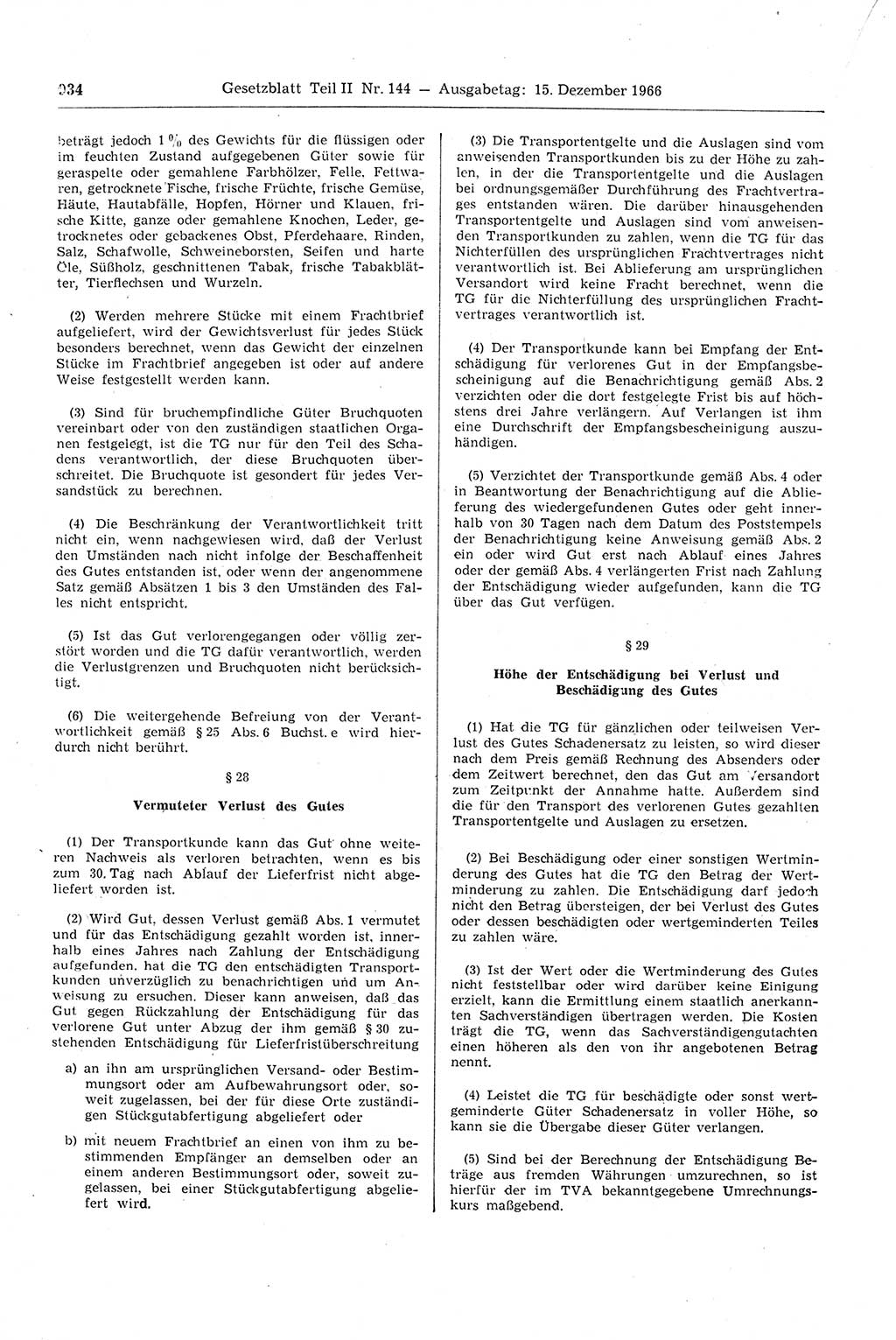 Gesetzblatt (GBl.) der Deutschen Demokratischen Republik (DDR) Teil ⅠⅠ 1966, Seite 934 (GBl. DDR ⅠⅠ 1966, S. 934)